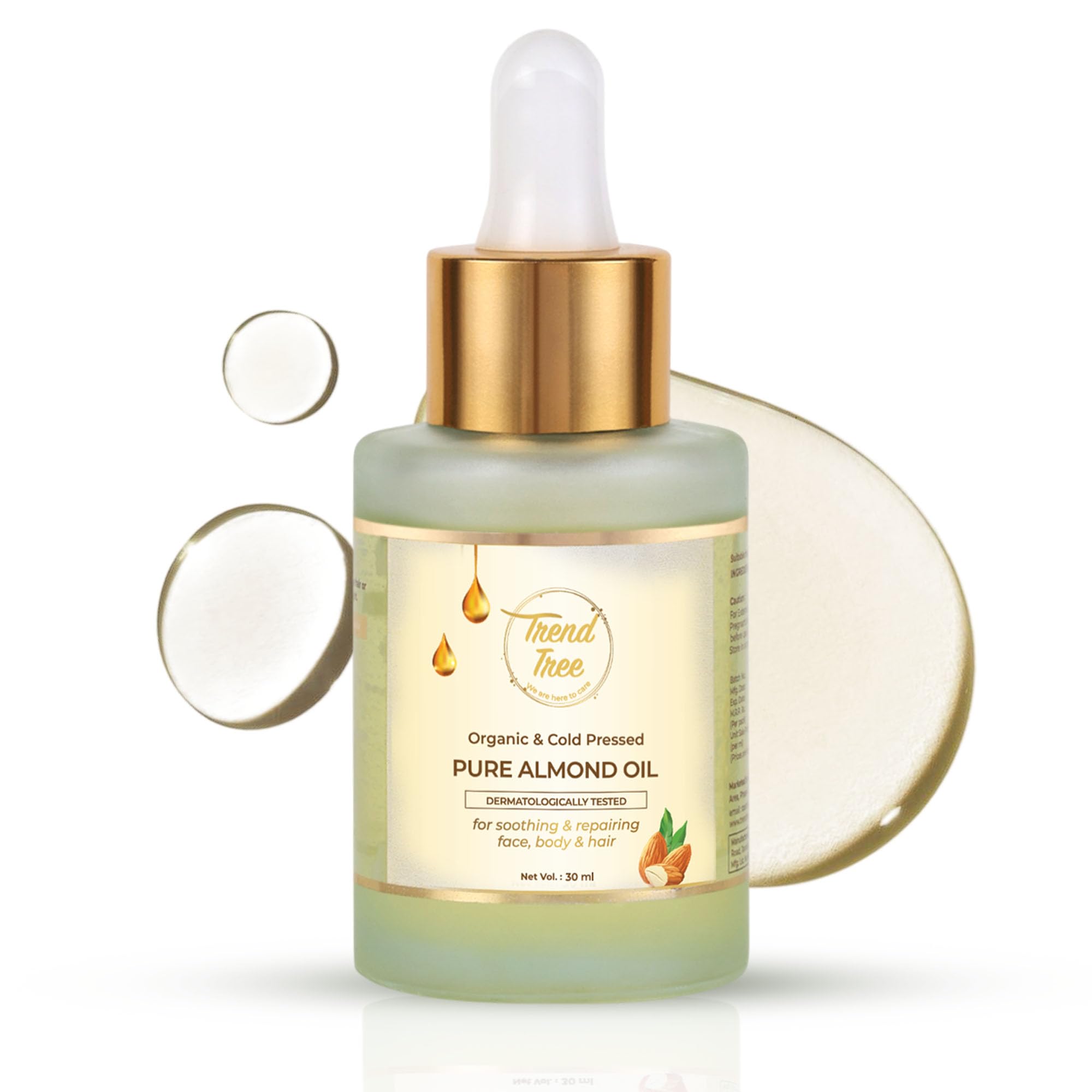 TRENDTREE® 100% Organic Virgin & Cold Pressed Pure Almond Oil, Antioxidant Rich Oil full of Vitamin E And Vitamin A, Sweet Almond Massage Oil for Face, Body, Hair and Skin - 30ml-image-47