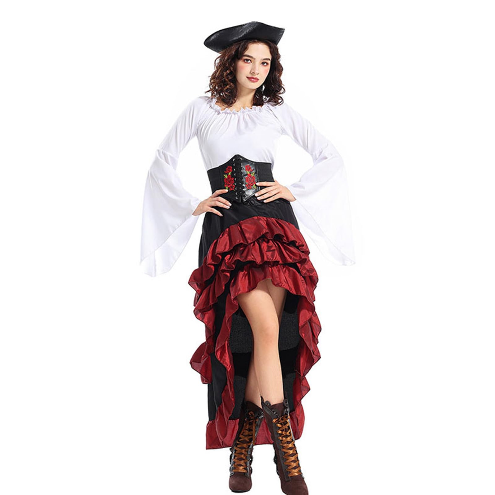 Générique Kostium na Halloween średniowieczna tunika ocean sukienka z falbankami liść kostium Cos