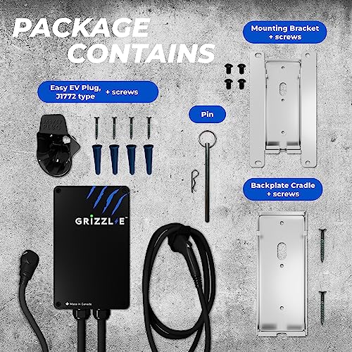 Image of Grizzl-E Classic, Level 2 240V / 40A Electric Vehicle (EV) Charger, UL Certified, Metal Case Enclosure, Indoor /Outdoor Electric Car Fast Wall Charging Station, NEMA 6-50 Plug, Classic Black
