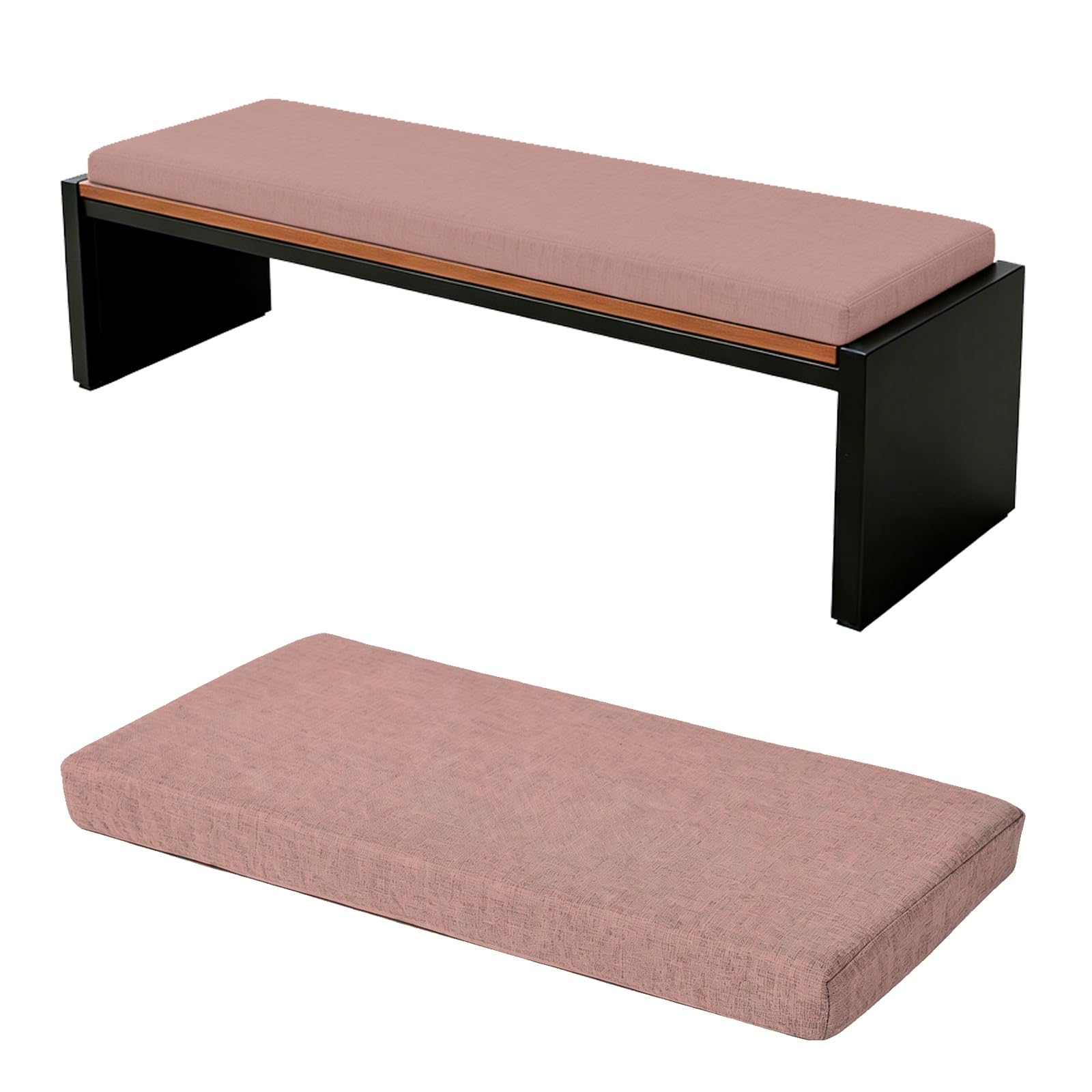 TRQQWEQQ Bench Cushion for Indoor/Outdoor 3cm Thick Chenille Non-Slip Furniture Replacement Cushion Washable Swing Bench Cushions with Zipper for Patio Garden Porch(Pink,12x42in)