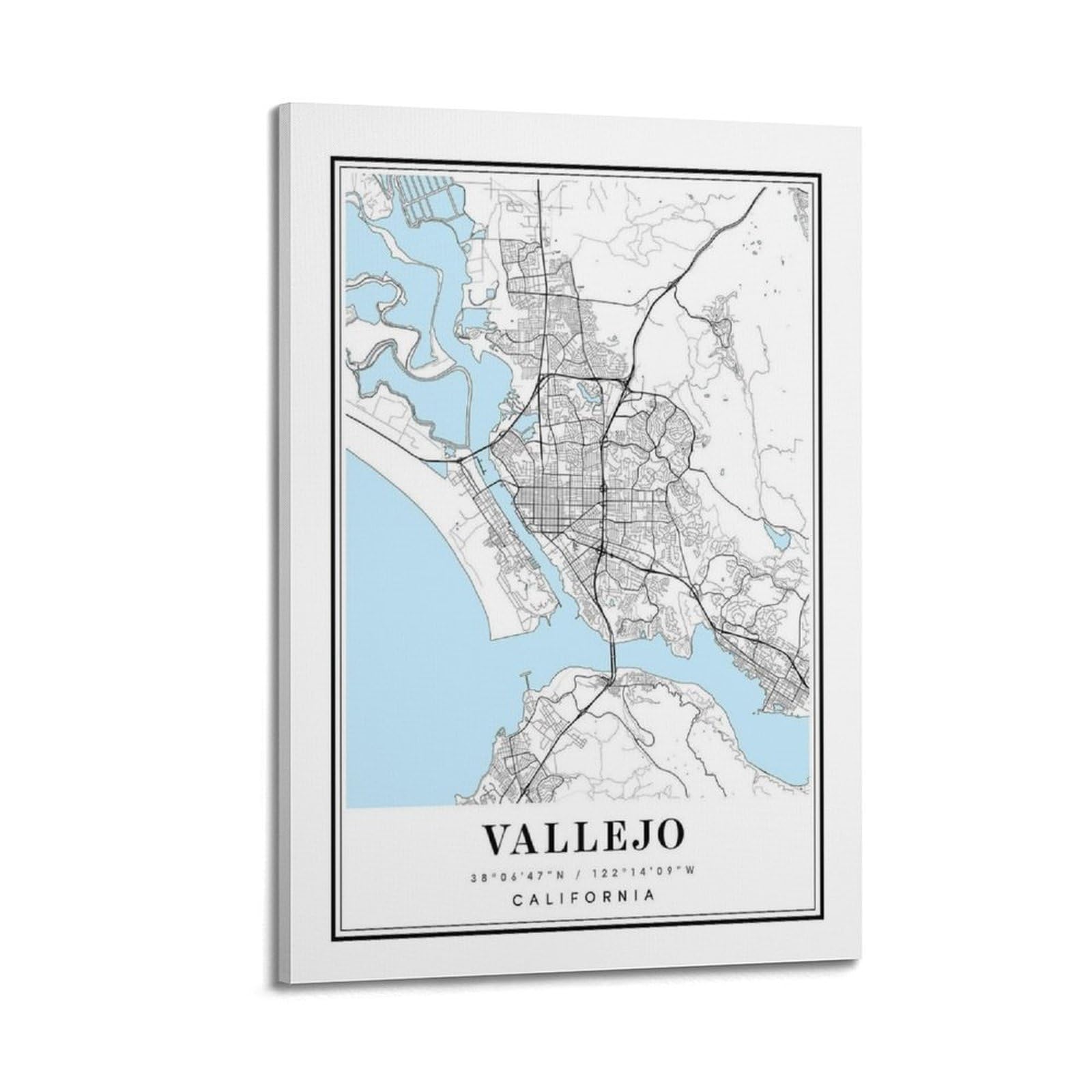 xiaoxiaoshen Vallejo California Map Canvas Poster Wall Art Prints Room Aesthetic Murals Bedroom And Living Decorations 20x30inch(50x75cm)