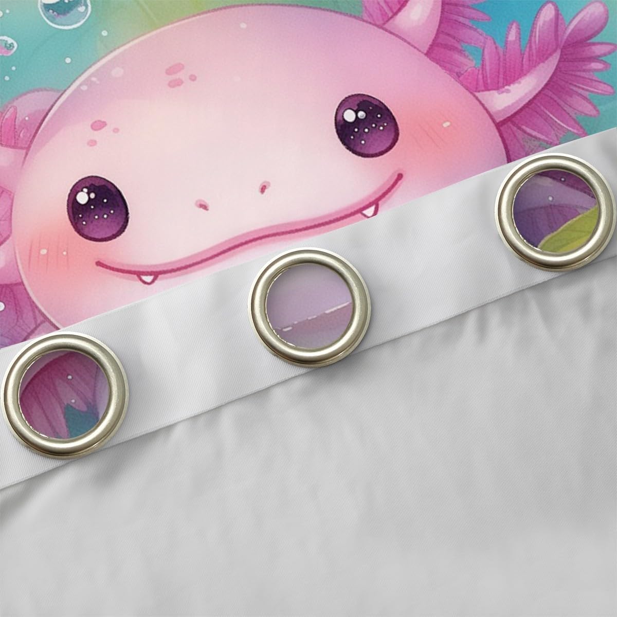 Erosebridal Cute Axolotl Blackout Curtains Pink Axolotl Window Curtains 2 Panels,42X90 Inch,Cartoon Ocean Sealife Window Treatments Drapes for Kids Girls Boys Green Marine Salamander Curtain
