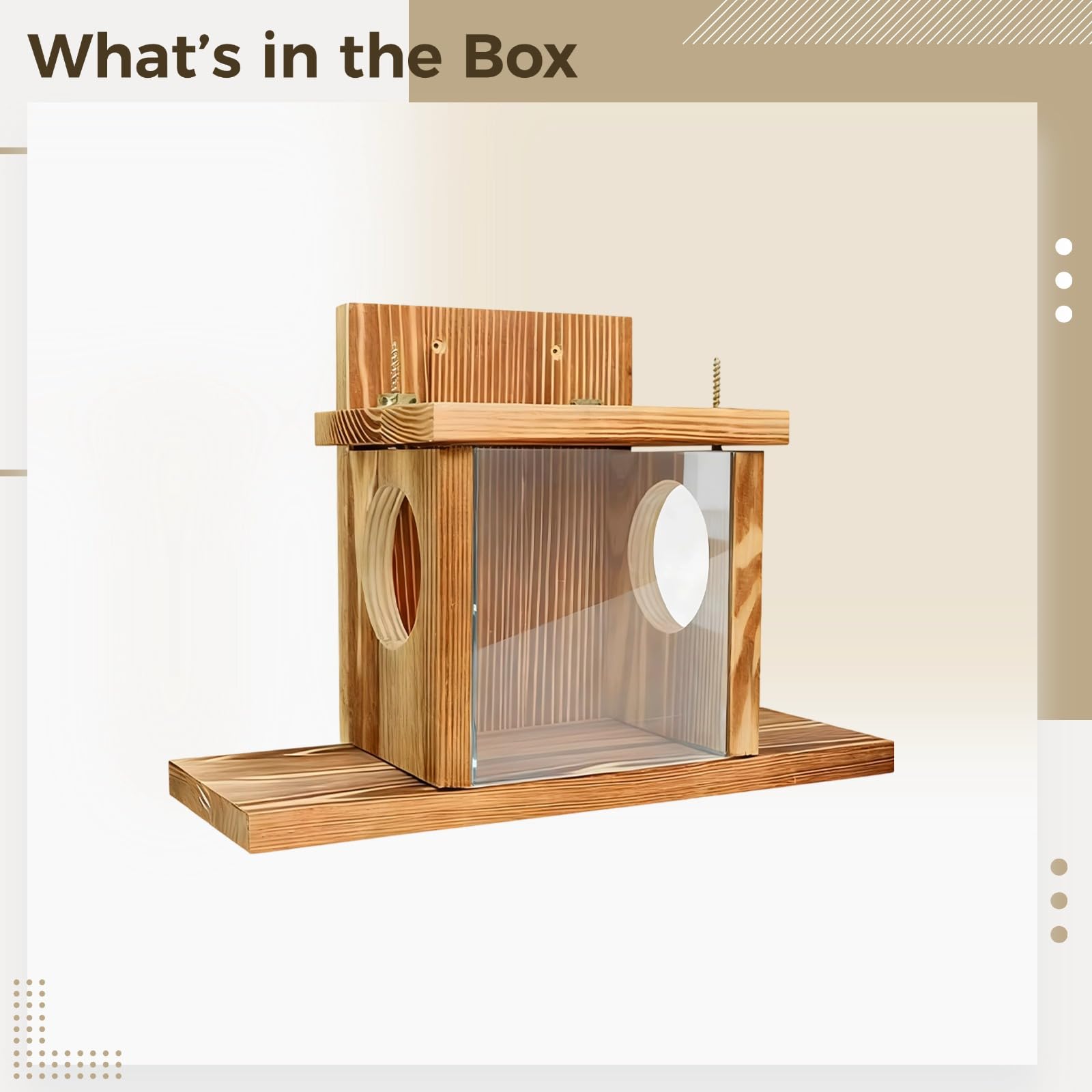 Eichhörnchen Futterhaus aus Holz, 35,2 x 15,4 x 24 cm hängende Eichhörnchen Futterbox für draußen, mit klarem Sichtfenster, wetterfester Eichhörnchen Picknicktisch für Garten und Hof