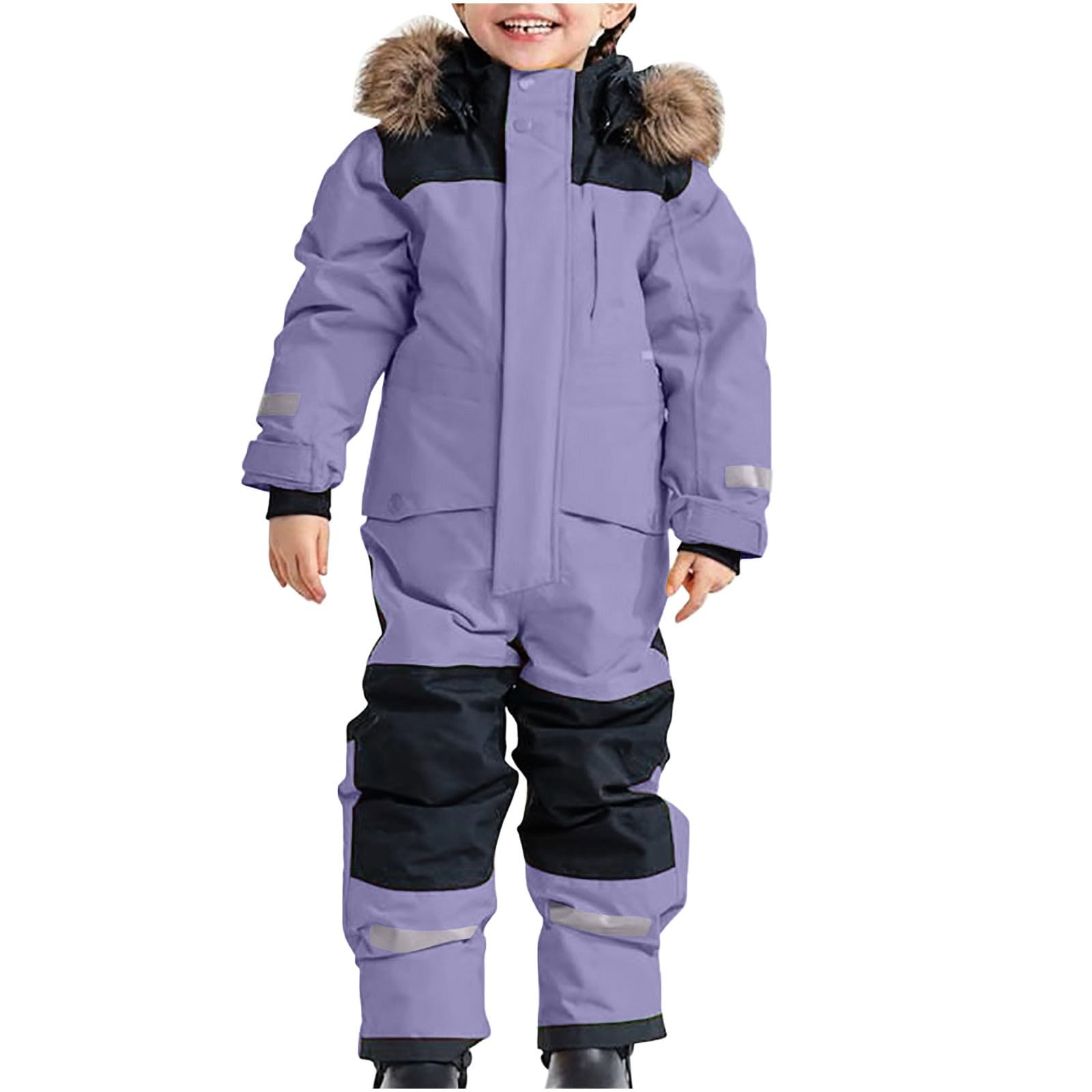 Generisch Jungen Schneeanzug Skianzug Thermo Winteroverall Warm Winddicht Abnehmbarer Matschschutz Outdoor Softshellanzug Wasserdicht Kinderbekleidung für Aktive Tage