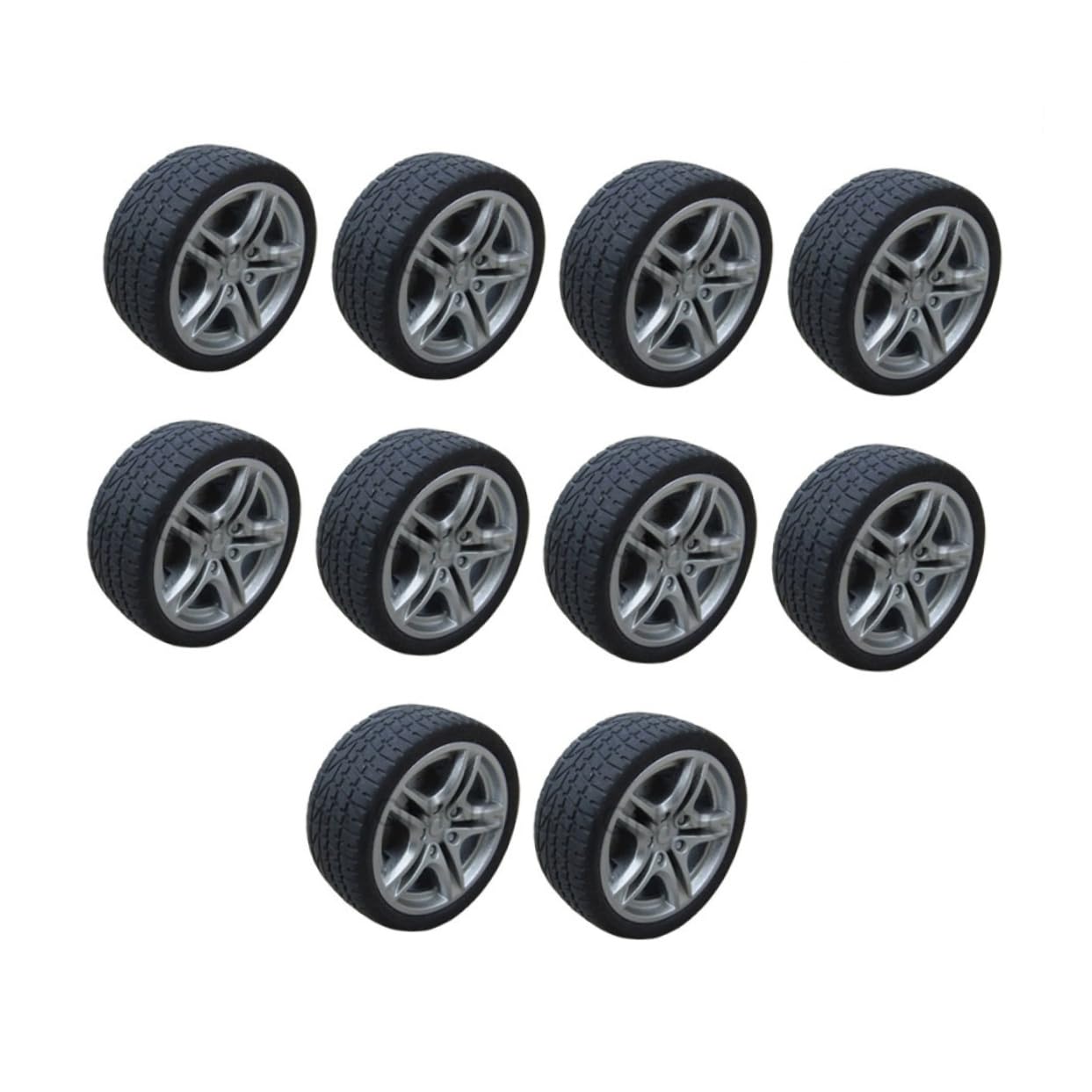 10 Pièces Roues en Caoutchouc Noir 48mm pour Voitures Jouet 1:10, Accessoires de Remplacement Non Déformables pour Loisirs Créatifs la Maison