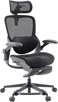 MUSSO E80 Muse Petite Ergonomic Office Chair for Women & Small Frames Black | 3-Level 3D Lumbar Support; 4D Headrest; 90 Flip-Up Arms & Footrest; 135 Recline; Breathable Mesh