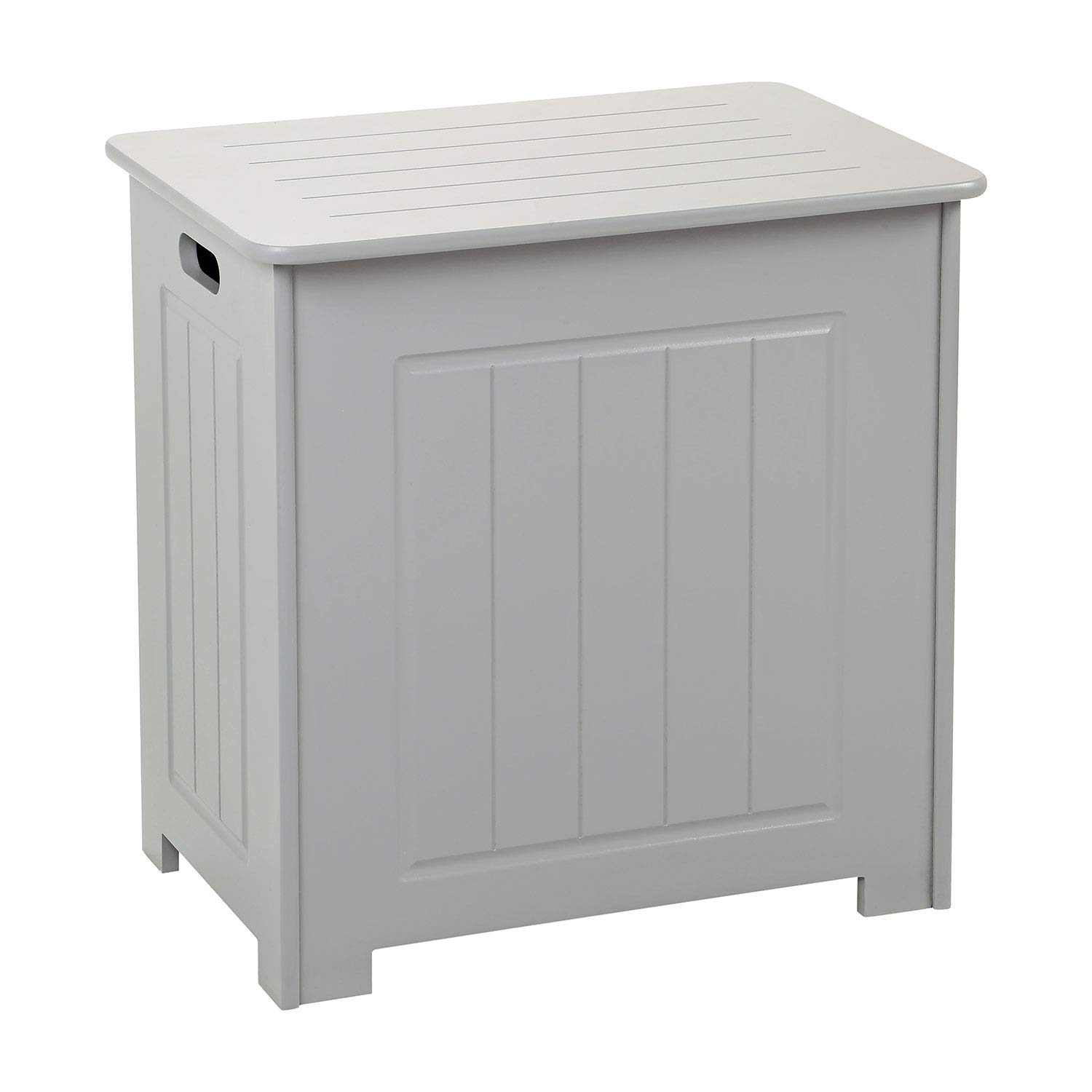 Taylor & Brown Freestanding Wooden Bathroom Laundry Hamper Cabinet Storage Cupboard Clothes Chest Bin Wooden Basket Organiser Unit, 51cm x 40cm x 51cm (Grey)