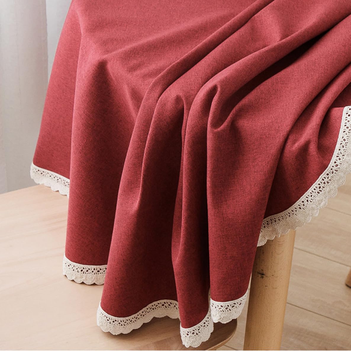 BHOMTY Rond linnen-katoen Tafelkleed Geschikt voor Eettafels, Koffietafels Machinewasbaar Kaki Diameter 90 cm