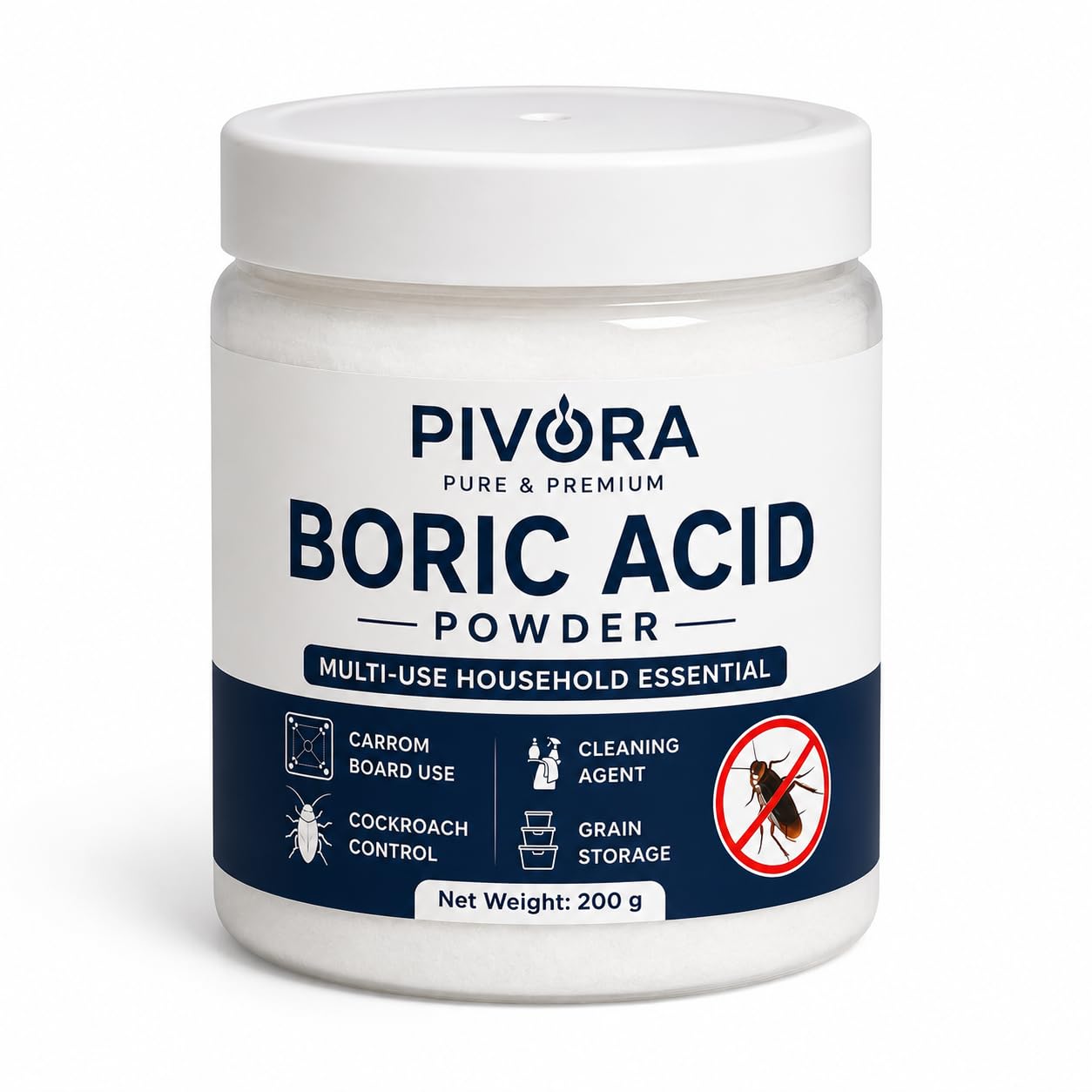 200g Boric Acid Powder for Cockroaches Control, Multi Purpose | 99.5% Pure, Cockroach Control, Carrom Board Use, Grain Storage, Cleaning Agent-picture-16