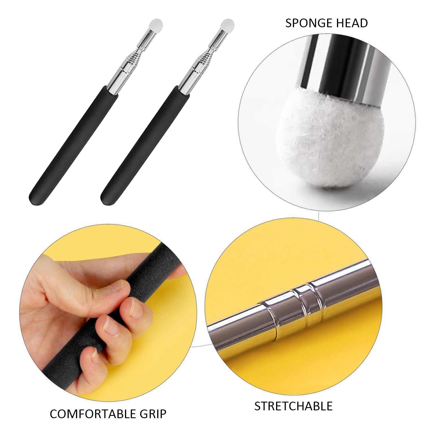 2 Pieces of Non-Slip Handle Pointers, Teaching Tools, Retractable Pointers, Stainless Steel Pointers - Image 3