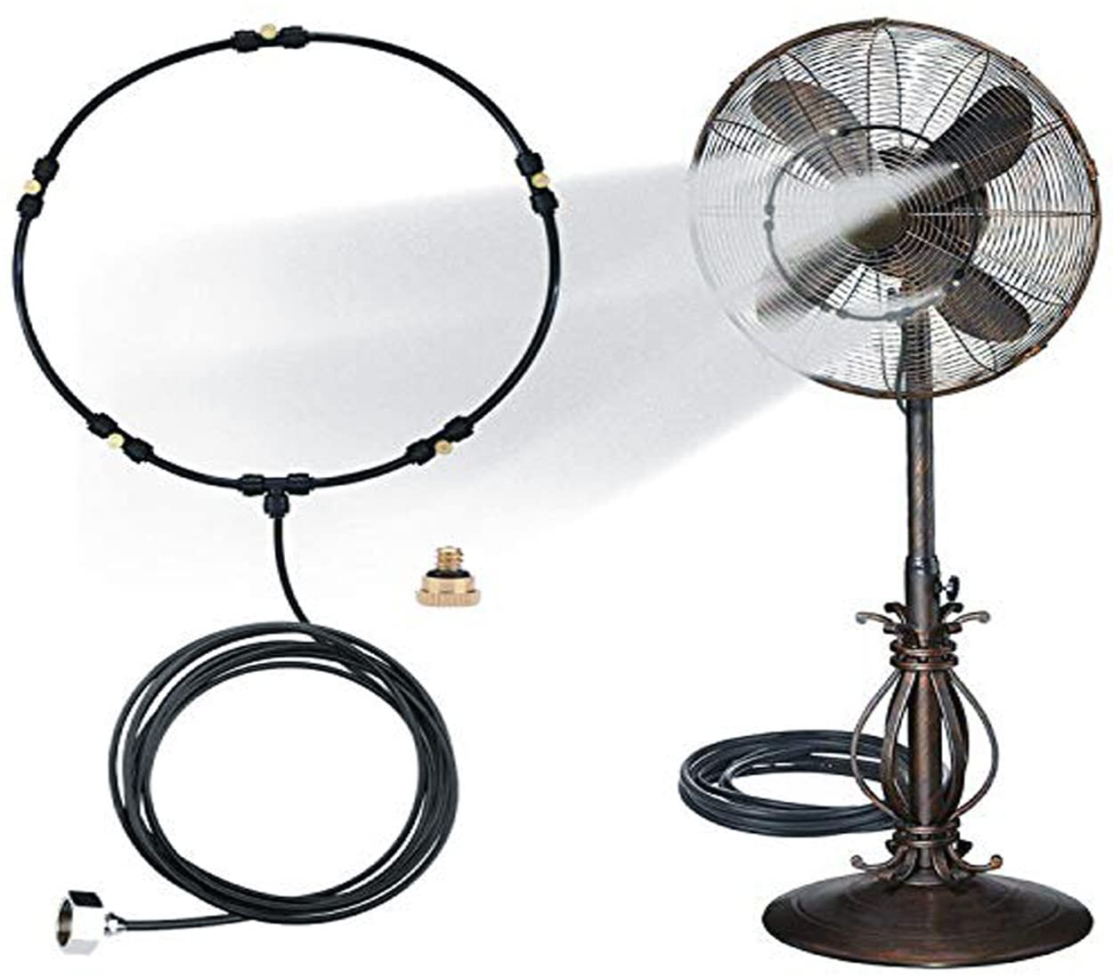 DIY Crafts Fan Water Misting Cooling System Kit Summer Sprinkler Nozzle Outdoor Garden Greenhouse Park Plant Spray Hose Watering Spray (4 Pcs Misting Kit, Included Pipe + Faucet Connector + Accessory) (B09YHGBNPP) Amazon Price History, Amazon Price Tracker