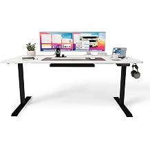 Uprise Comfort  ift Motorlu Y kseklik Ayarl  Masa 72 121 cm Siyah Ayak/Lake Beyaz Tabla, 160x80 cm