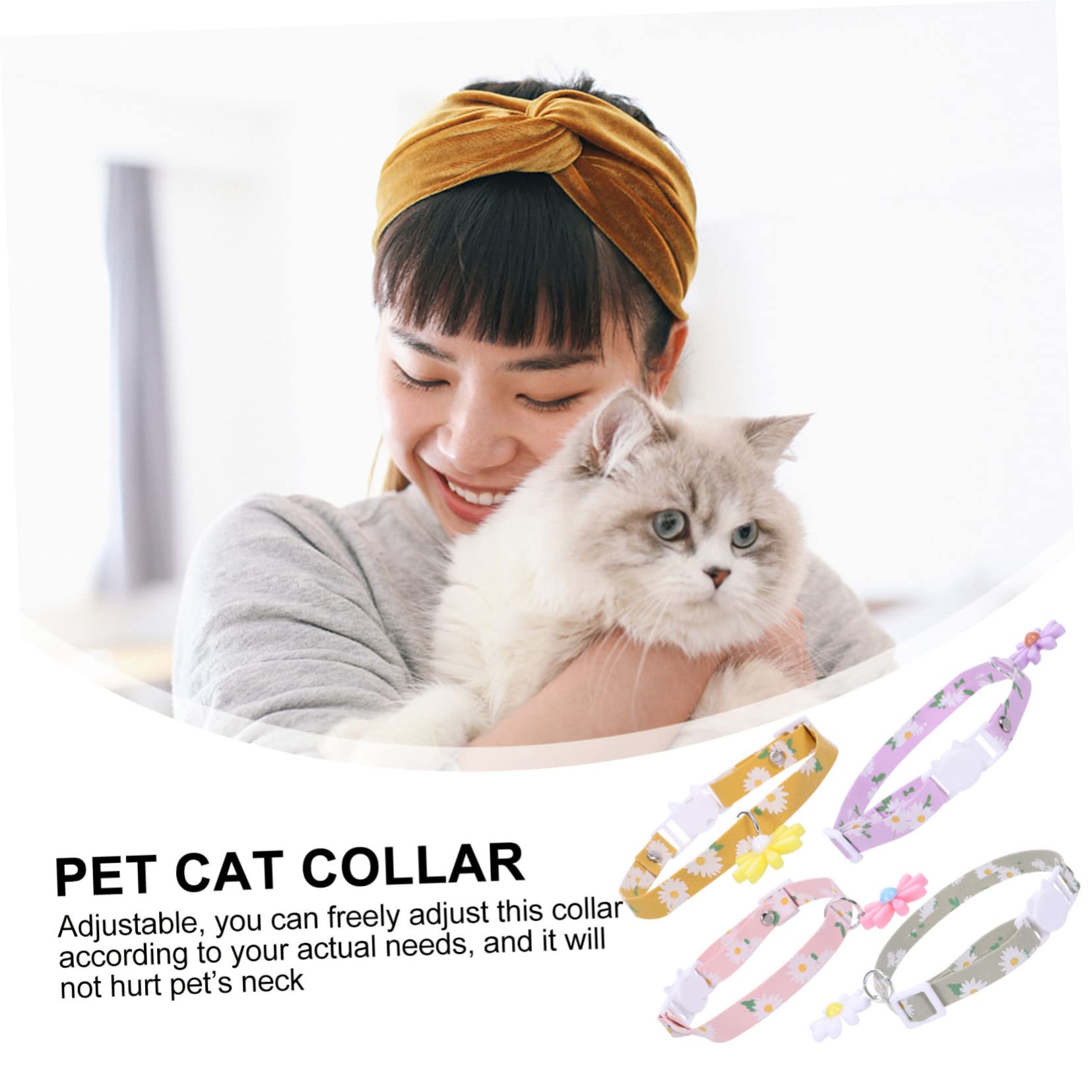 Didiseaon 12pezzi Collare Regolabile Per Gatti e Gattini Con Motivo Fiore Margherita Di Collari Sicuri Traspirante Per Occasioni Festive e Uso Quotidiano