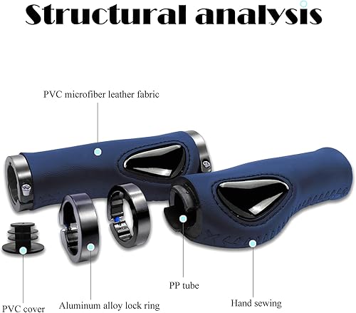 Miniatura 6 de Empuñaduras de manillar de bicicleta, diseño ergonómico opcional, doble bloqueo de aluminio, empuñaduras de bicicleta de montaña, MTB BMX Downhill