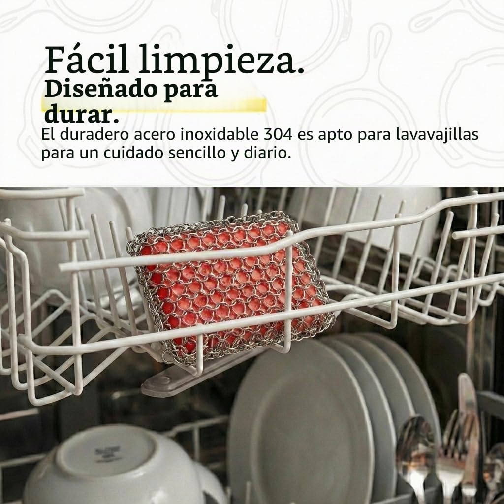 LODGE ACM10R41 Almohadilla de fregado, acero inoxidable, rojo