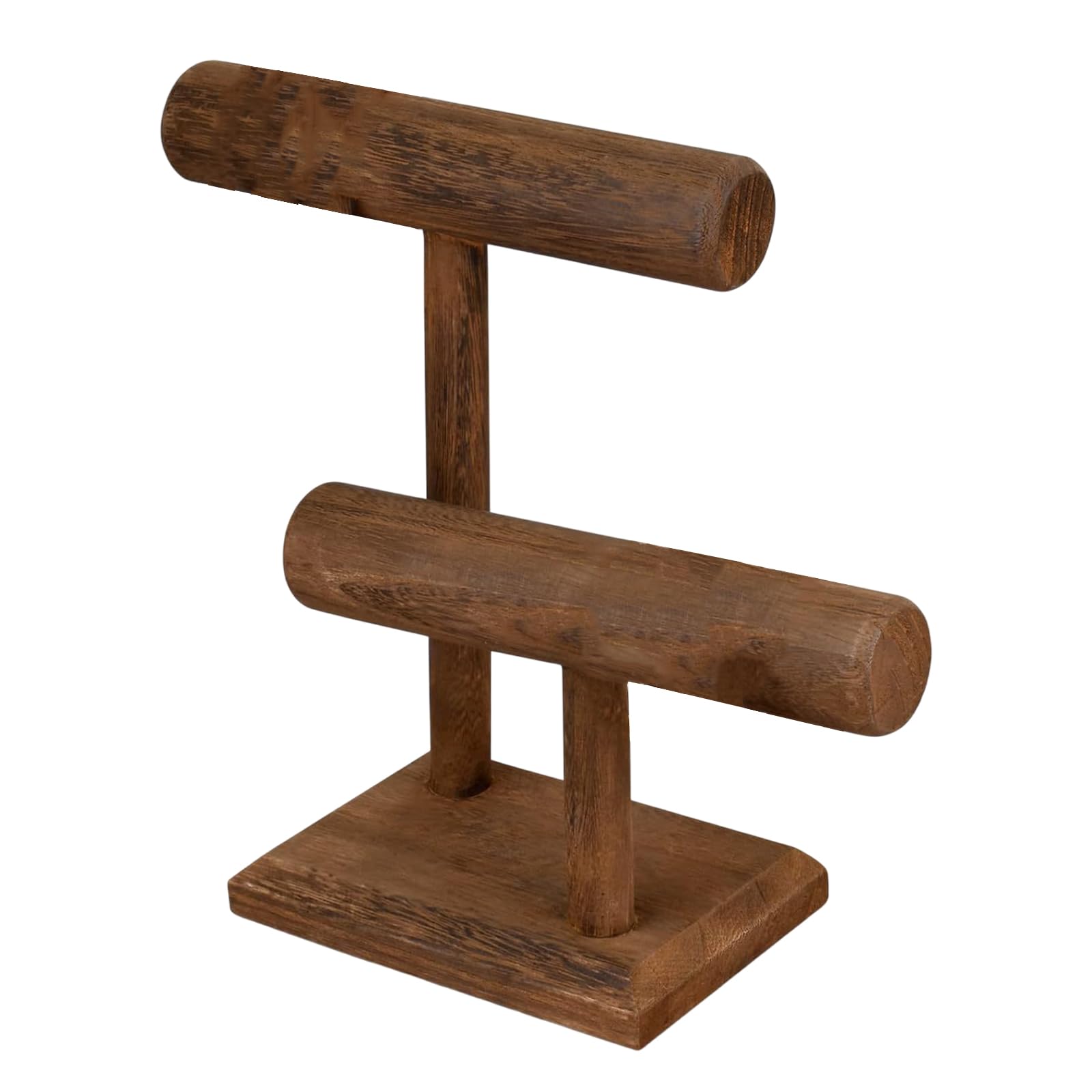 JTQYFI Wood Organizers Stylish Wood Stand Holder with Double Layer for Displaying Bracelets and Jewelry Watch Display Tower