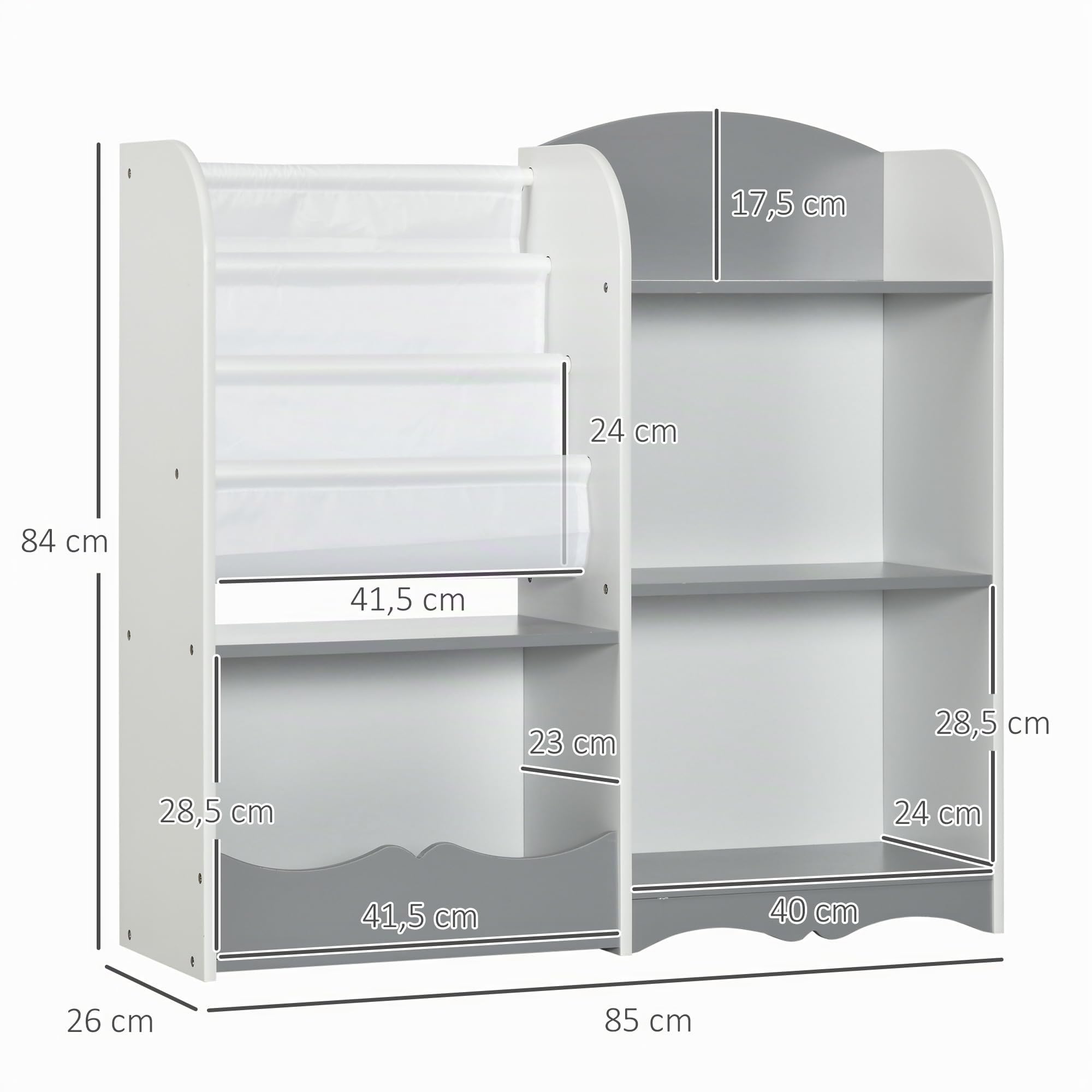 ZONEKIZ Organizador de Juguetes Estantería Infantil 85x26x84 cm Gris