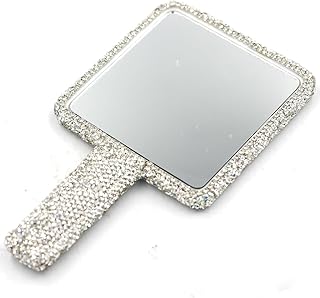 Espejo de mano con diamantes de imitación, es...