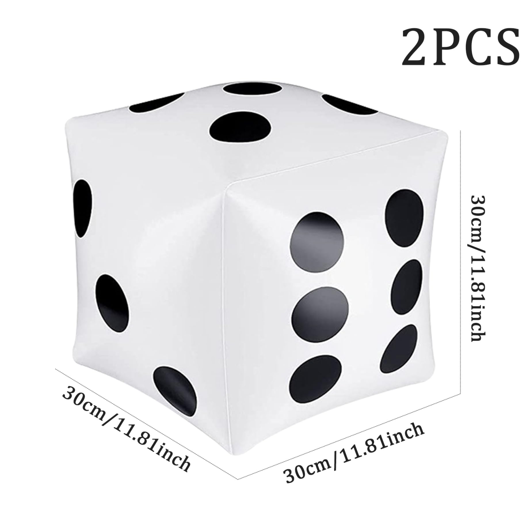 Dadi gonfiabili 2 pezzi 11,8x11,8 pollici Dadi grandi Dadi gonfiabili grandi in PVC per giochi di società in piscina per interni ed esterni Dadi gonfiabili bianchi Dadi grandi Dadi grandi Giochi di so