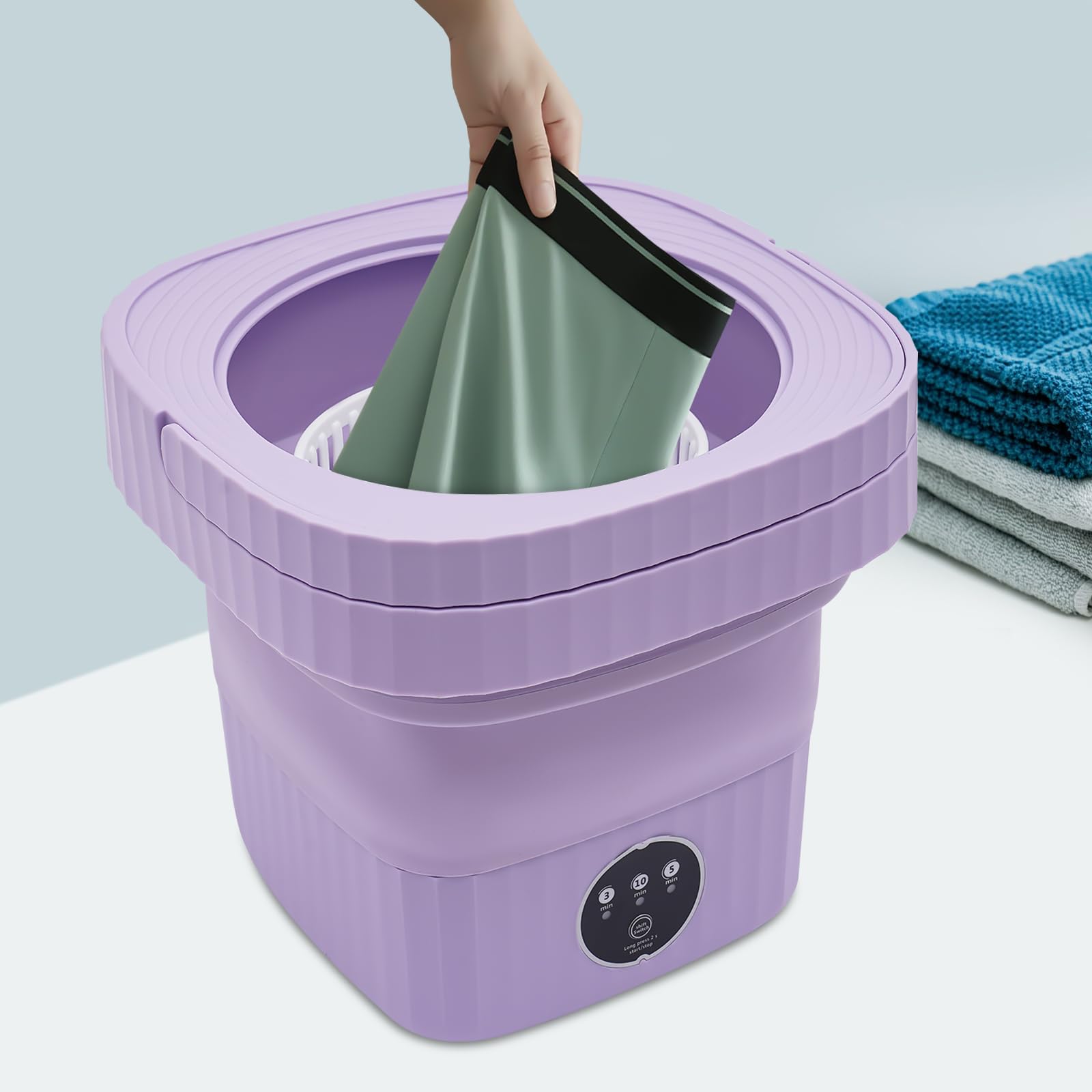 Mini lavatrice pieghevole 6 L,40 W con una lavatrice che combina lavaggio, asciugatura e centrifuga, per campeggio, viaggio e biancheria intima