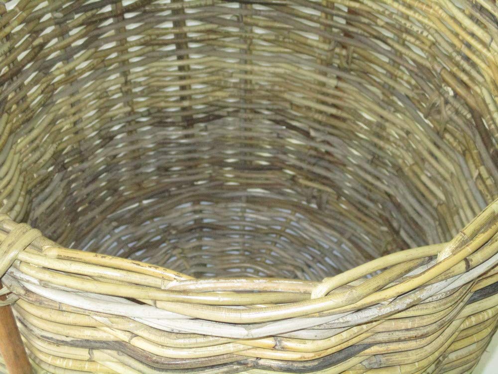 Cesto Vimini Porta CM 35X38 H con Manici 45 Legna in ROBUSTISSIMO GIUNCO con Manici di Canna Diametro Cesto per Camino E Pellet