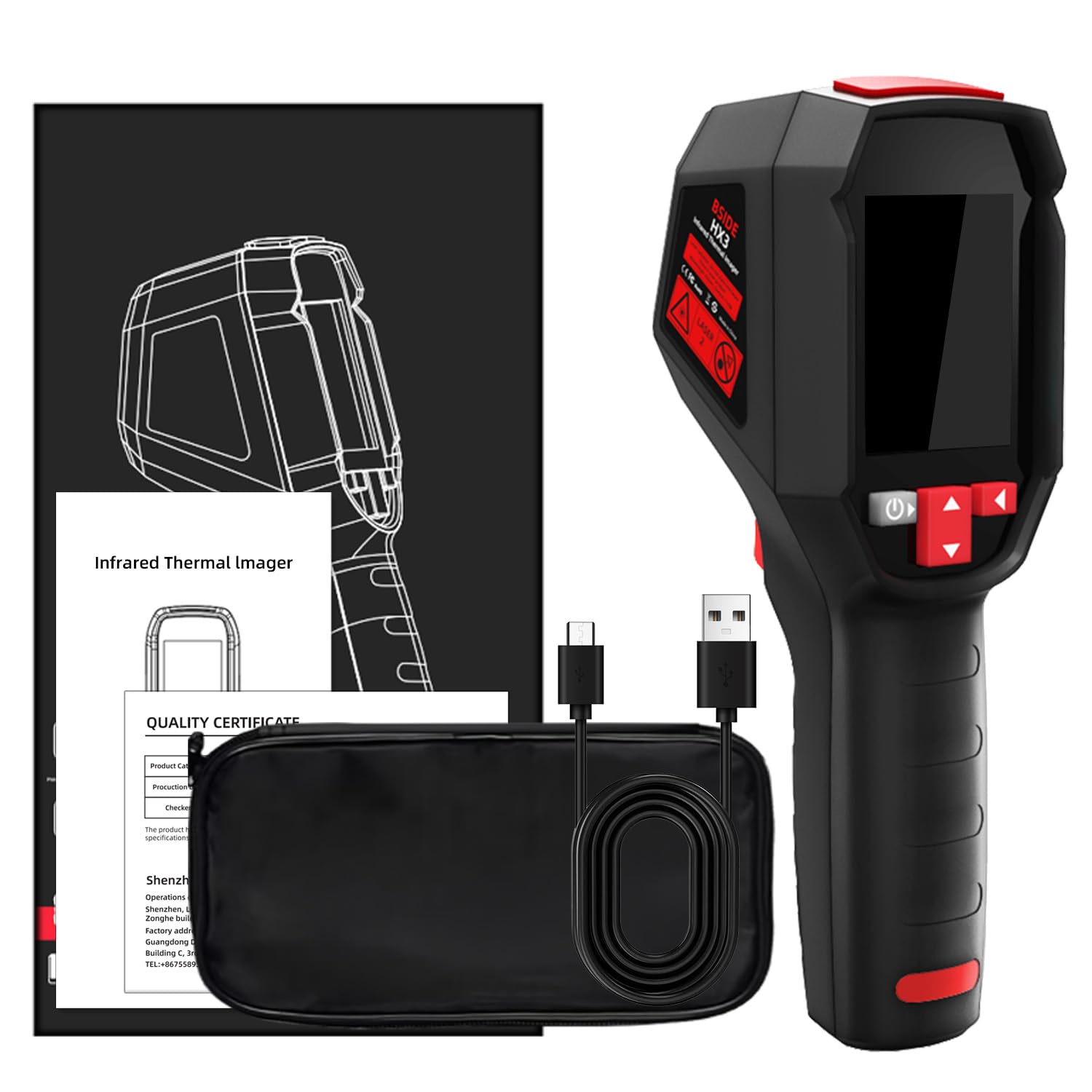 BSIDE HX3 Termocamera Portatile 240x240 Alta Risoluzione Telecamera Termica 25Hz -20-550℃ Termocamera Infrarossi Ricaricabile con 15 Palette Colori per Perdite Acqua HVAC Elettronica Edilizia