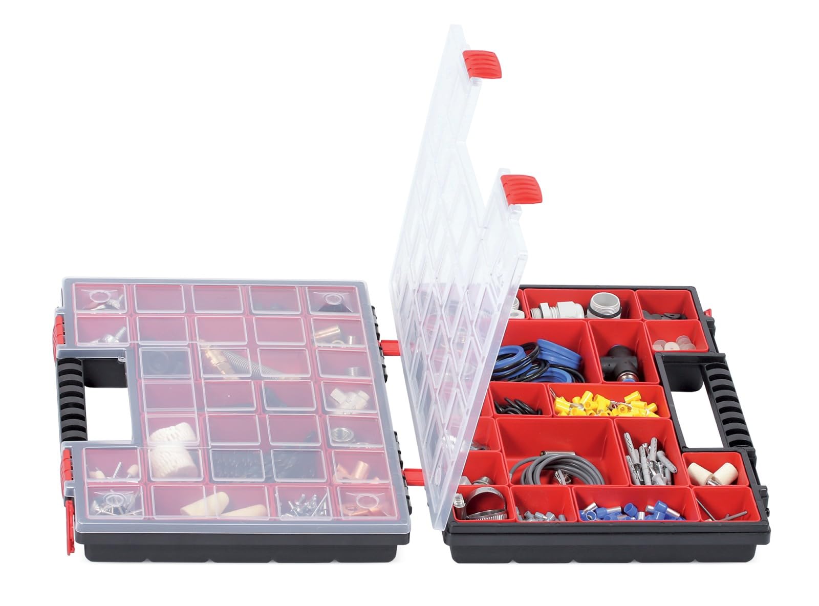 Mivos Scatola di Assortimento Su Entrambi i Lati, 399 x 303 x 100 mm, Con 42 Scomparti per Piccole Parti, Robusta per Viti e Accessori, Ideale per Officina - Made in EU