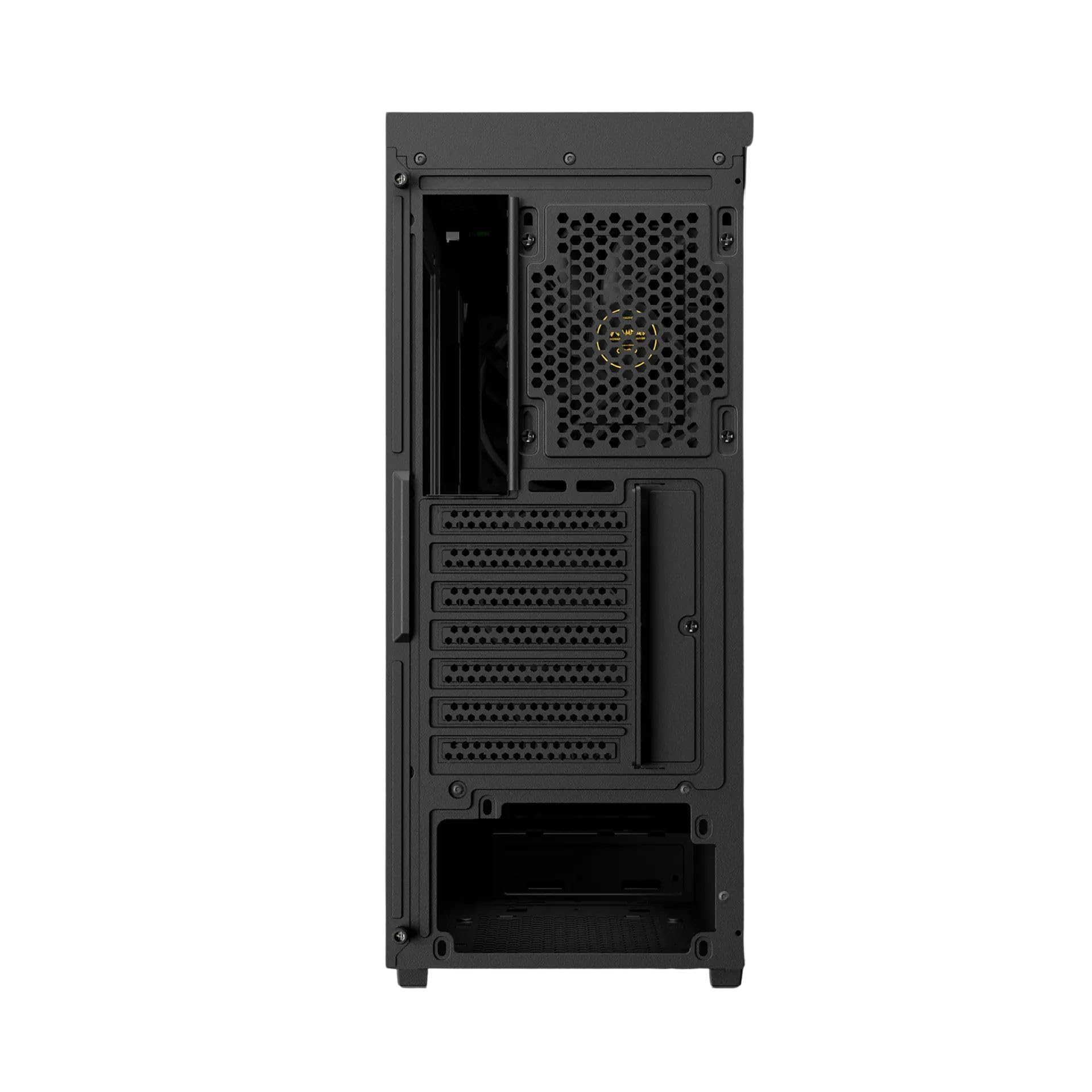 GAMDIAS AURA GC11 WOOD ATX - Carcasa para PC de media torre para juegos, panel frontal de malla de nogal, 4 ventiladores de 120 mm, filtro magnético contra el polvo, vidrio templado, instalación sin