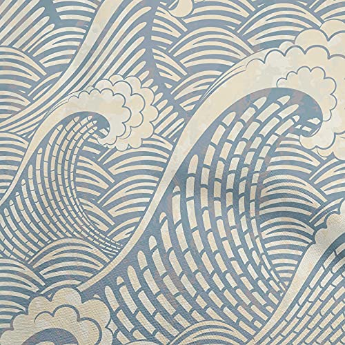 oneOone Silk Tabby Dusty Blue Fabric Japanese Dress Material Fabric Print Fabric By The Yard 42 Inch Wide