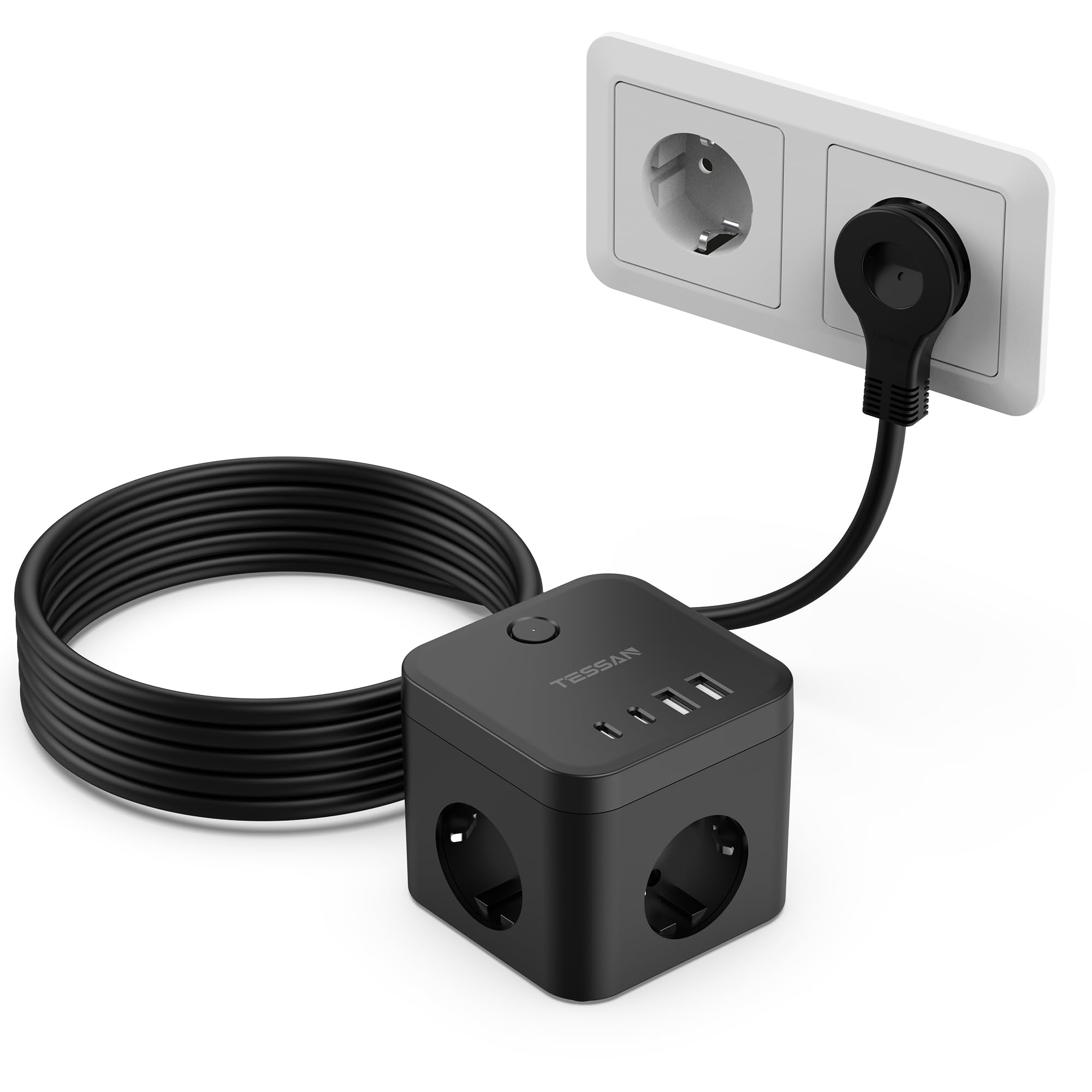 TESSAN Regleta Enchufes con USB C PD 20W Carga Rápida