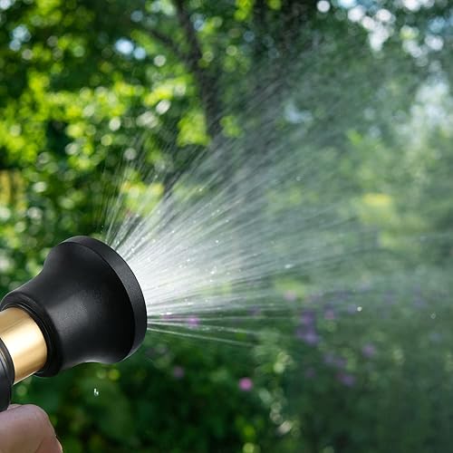Miniatura 5 de Lichamp - Boquilla de manguera de latón resistente estilo bombero de alta potencia a prueba de fugas, pulverizador de agua de jardín ajustable,