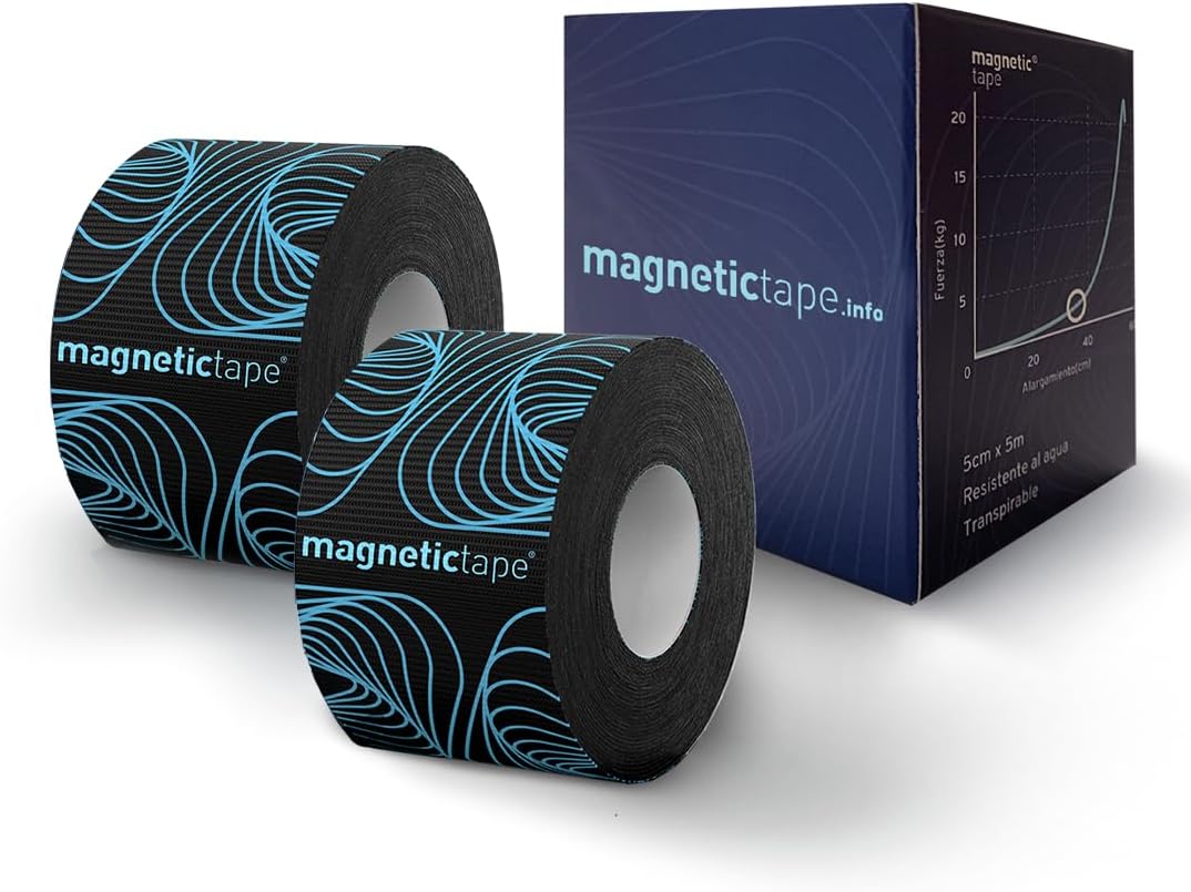 Magnetic Tape® (Pack of 2) 5mx5cm, Adhesive Elastic Bandage with Magnetic Particles, Kinesiotape, Neuromuscular Bandage, Kinesiology Tape, Sport Tape