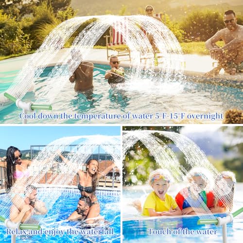 LALAGO Wasserbrunnen Dual Spray Einstellbarer Pool Wasserfall Brunnen mit Adapter Belüfter, Doppelte Sprühwasserbrunnen, Pool Zubehör für Spa Kühles Warmes Wasser Temperaturen (Grüner Fluoreszenz)
