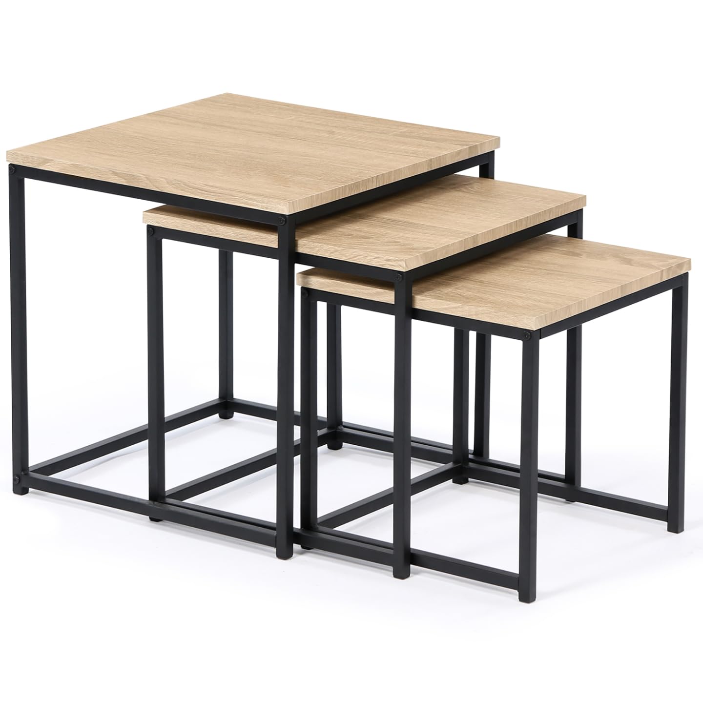 IDMarket - Lot de 3 Tables Basses gigognes Detroit 35/40/45 Design Industriel