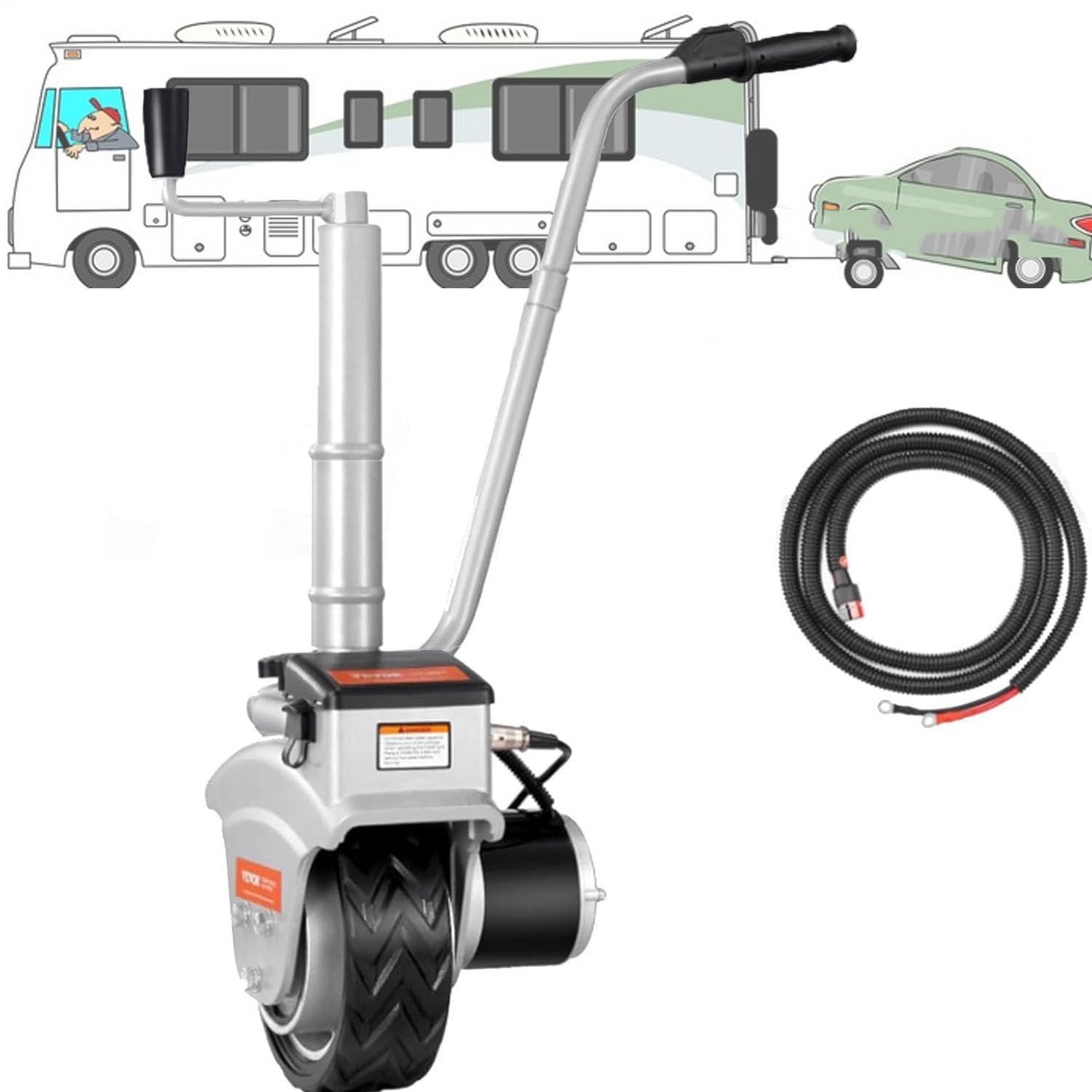 TYH Elektrischer Mini-Anhängerheber, Maximale Belastung 2270 Kg, 350 W Motorisierter Stützrad-Anhängerheber, 12-V-Anhängerheber, Motorisierter Vorwärts-Rückwärts-Anhängerheber