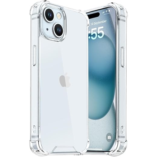 EGOTUDE Compatible with iPhone 15 Case | Shockproof Transparent Anti-Scratch Hard Back Cover (Polycarbonate | Clear)