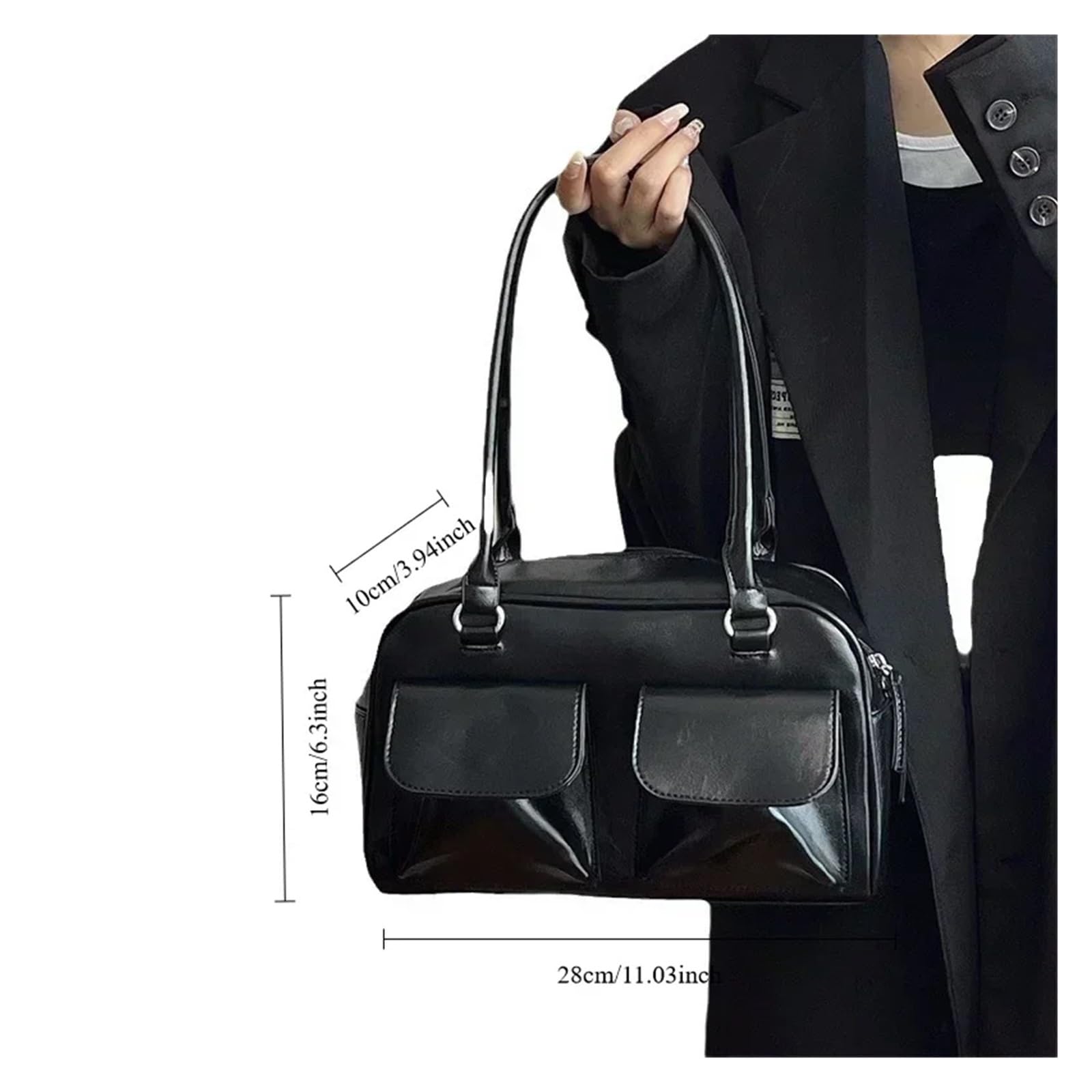 Bolso bandolera Vintage Women Business Shoulder Bags Simple Ladies Commute Tote Bag Pu Leather Female Underarm Burgundy Large Handbags Purse