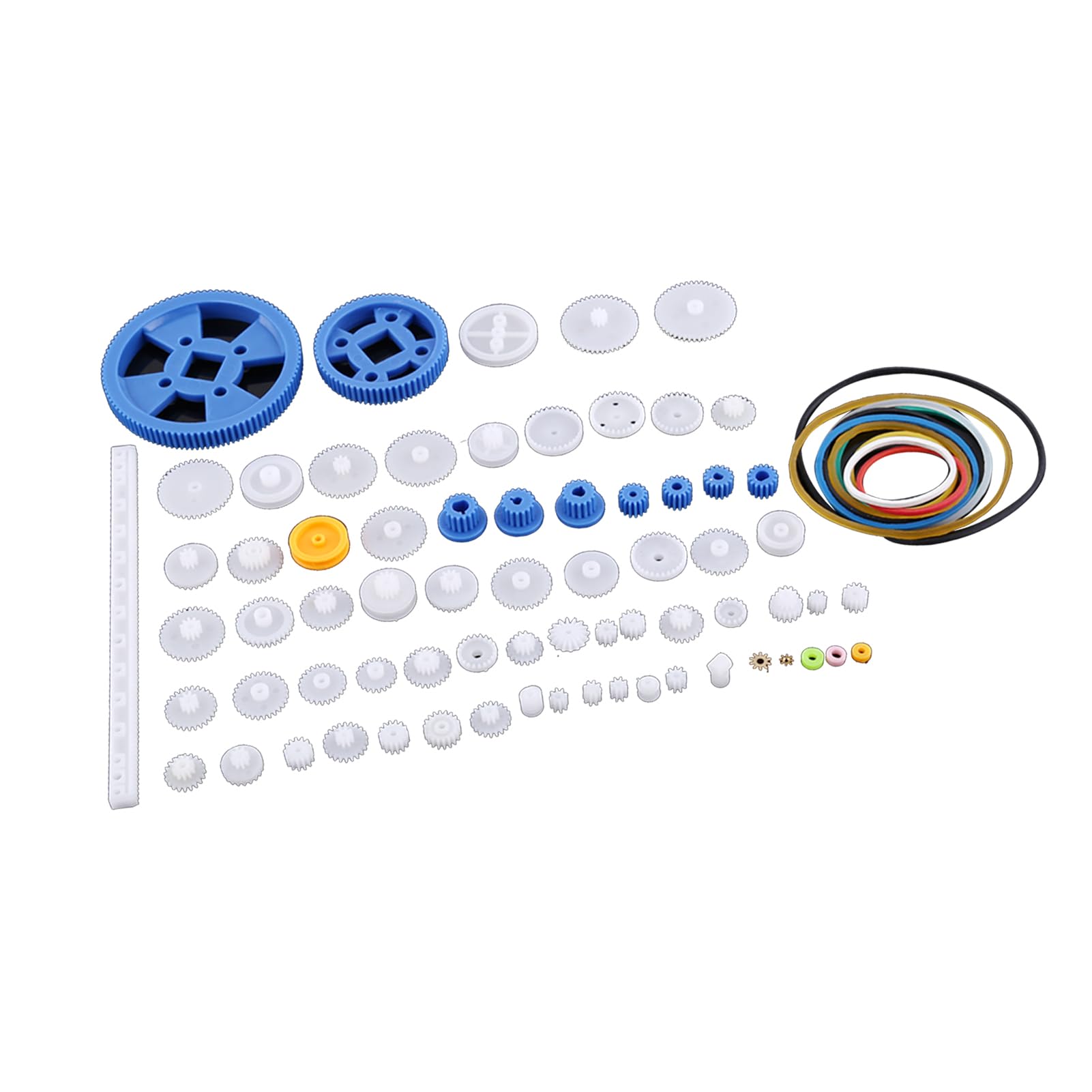 Respicefinem R Plastic Gears Pulley Belt Kits Crown Gear Set Robot Motor Toy Parts 84 Kinds (80 Kinds Gear kit)