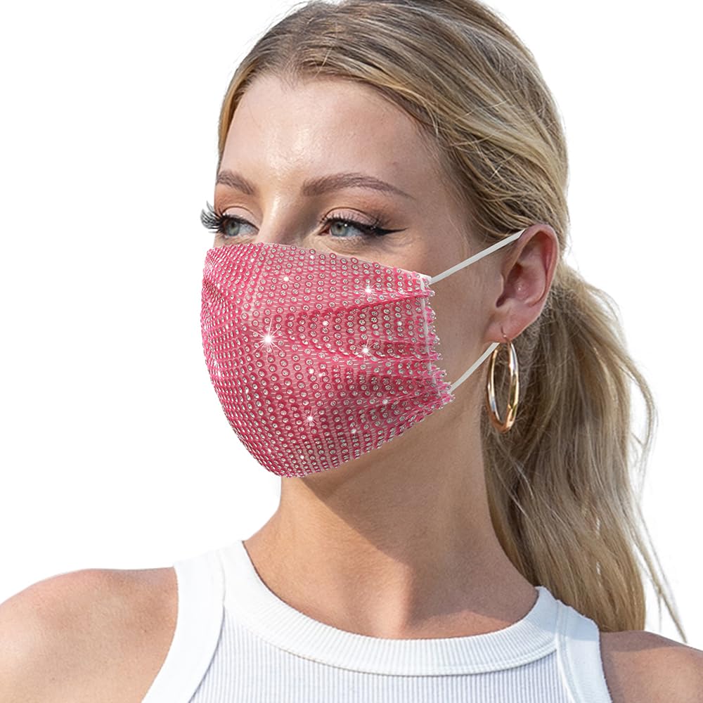 Sparkly Rhinestone Face Mask for Women Masquerade Glitter Bling Mask Party
