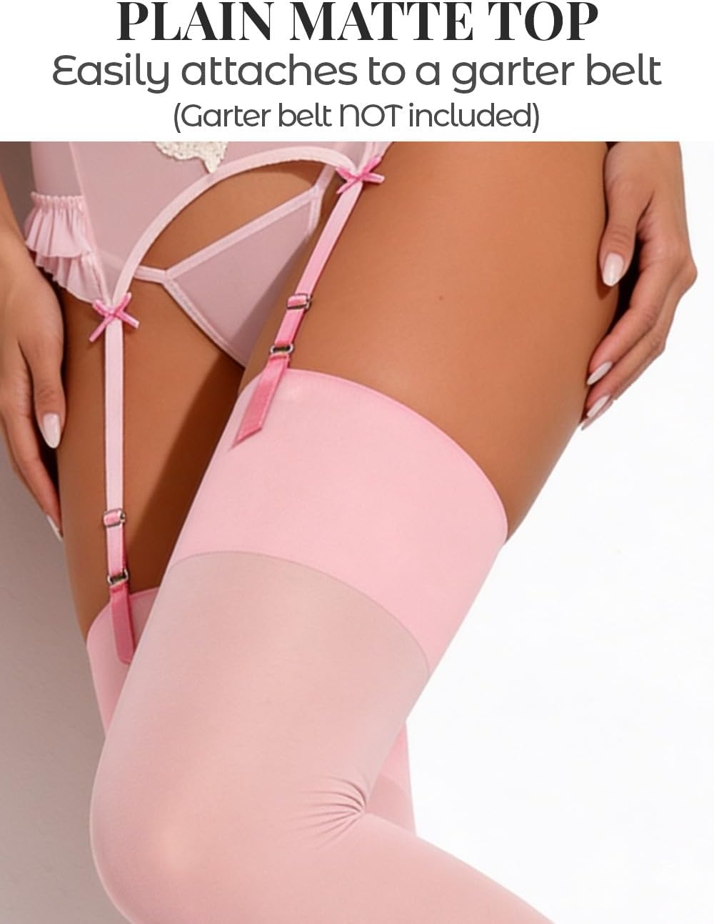 Mila Marutti Thigh High Stockings for Women | Garter Belt Stockings Semi Opaque 40D | Colored Suspender Stockings Pantyhose