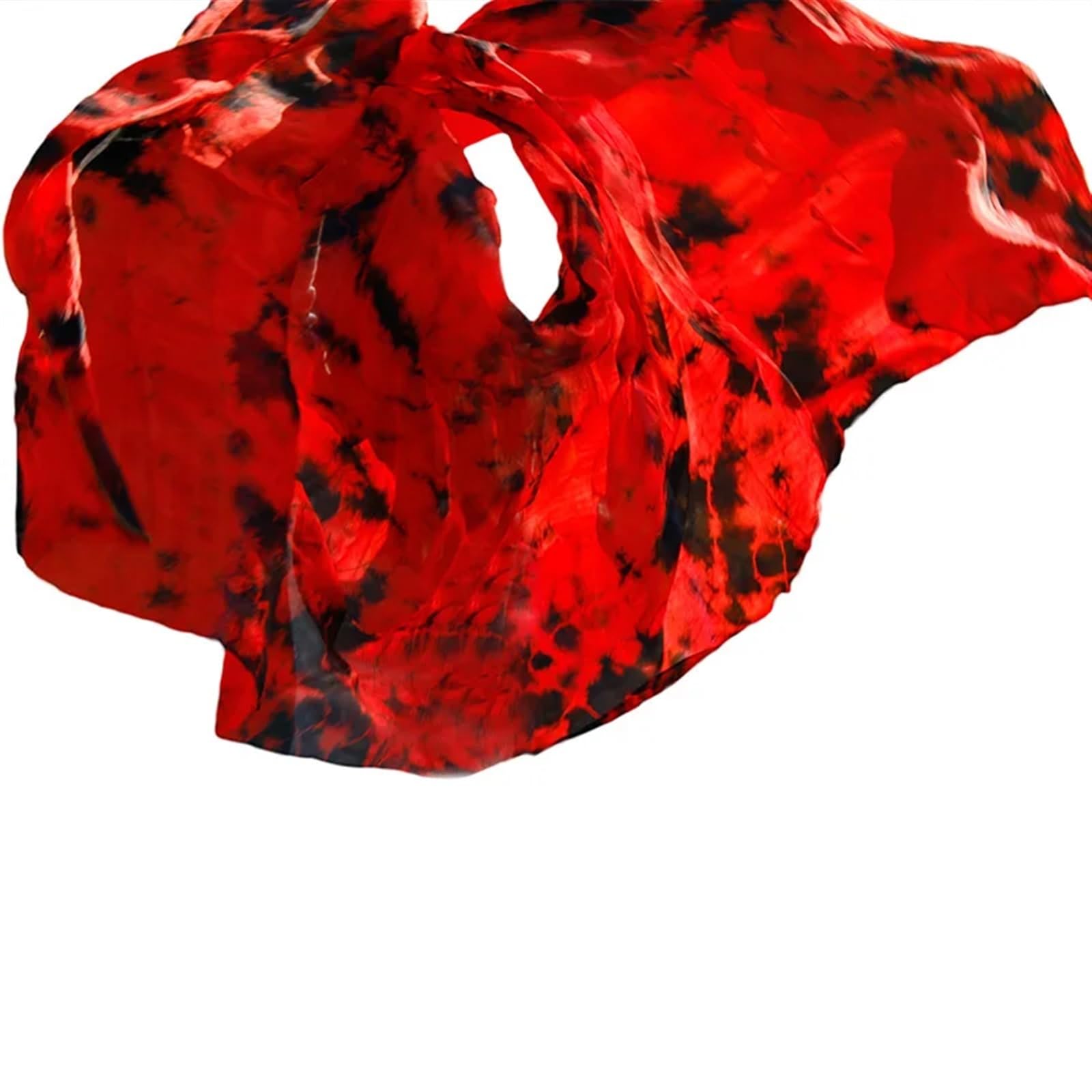 Bauchtanz Seidenschal Bauchtanzschleier aus echter Seide, Tanzschleier, Schleier, Rot-Gelb-Mischfarbe Bauchtanz Schal(Color 26,300x114cm)
