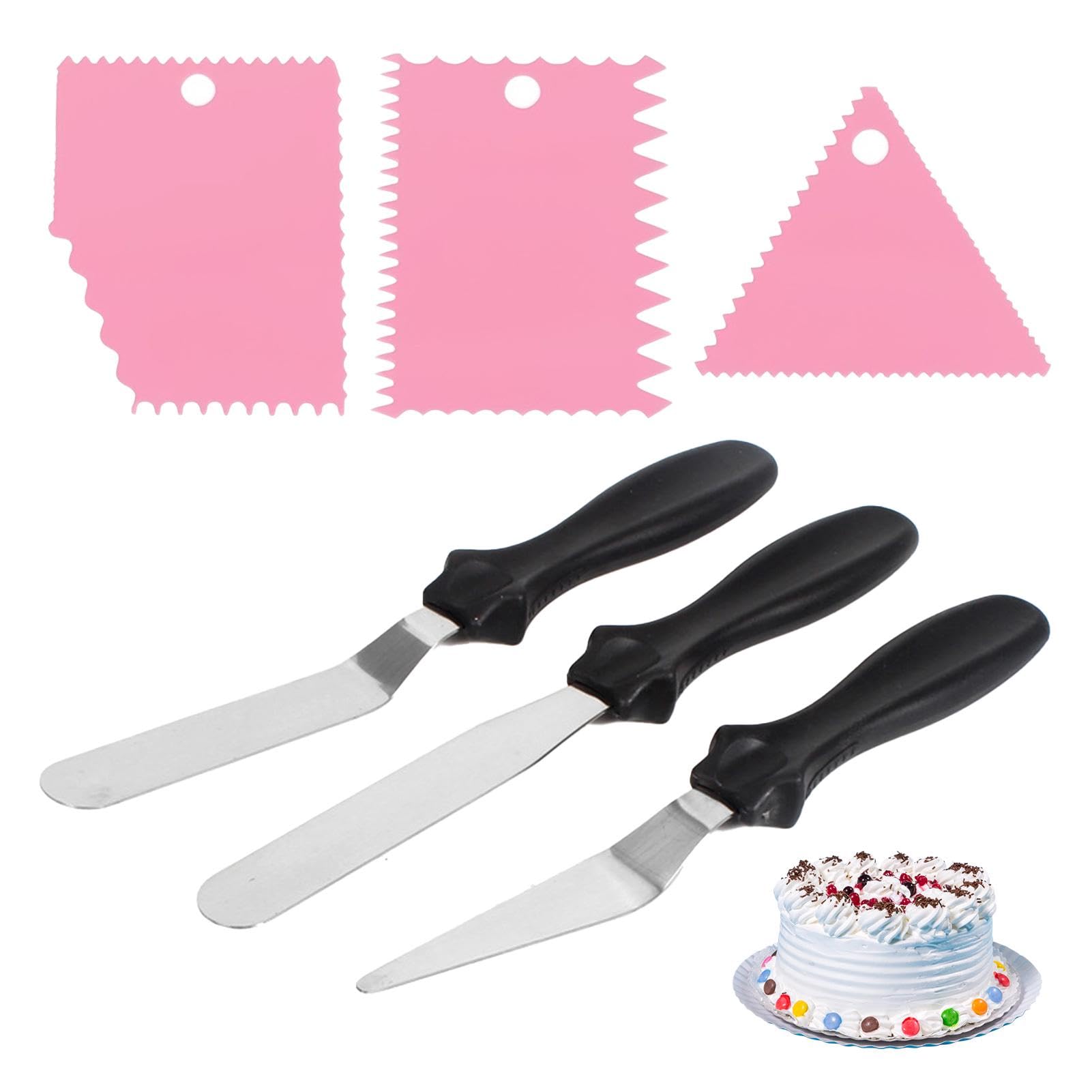 YCSHIPO Professional Stainless Steel Cake Palette Knife Set - 3 Pcs Icing Spatulas for Cake Decorating & Baking Tools
