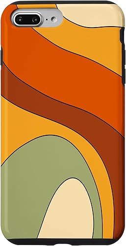 Miniatura 12 de Funda para iPhone 16 Pro Max Retro Liquid Swirl Rainbow 70s Estética Boho Naranja Quemado
