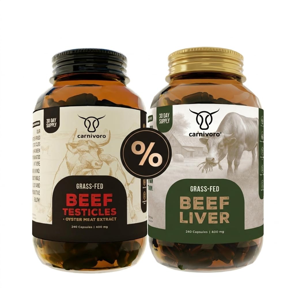Men's Health Bundle - Multivitamin - Beef Liver + Beef Testicles - 2x 240 Stück - 30 Tage Packungen - Superfood - Natürliches Eisen, Vitamin A, Vitamin B12, Folat, Kupfer & Zink