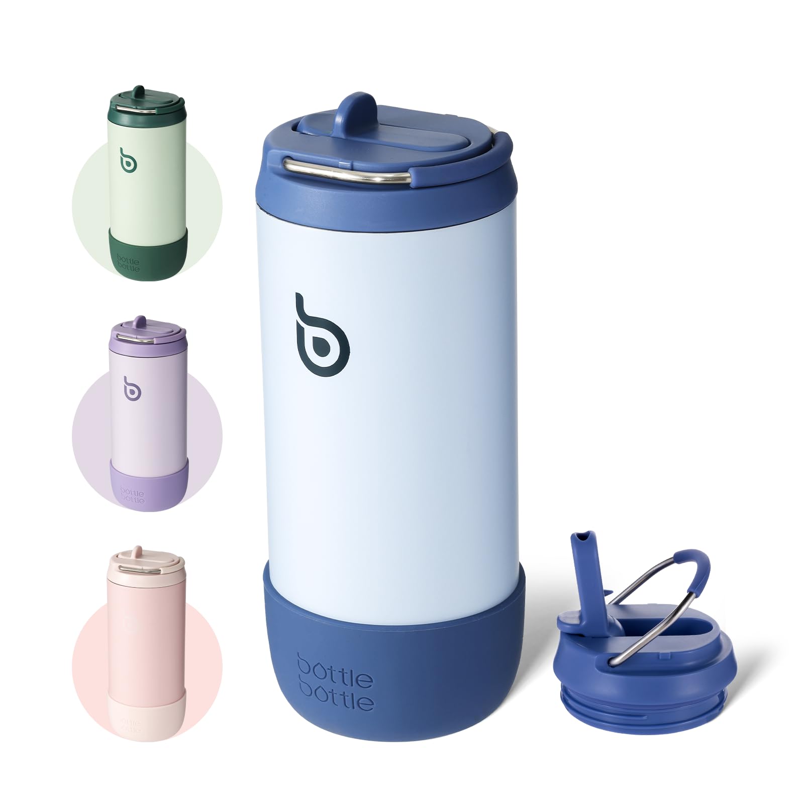 BOTTLE BOTTLE Kids Water Bottle 12 oz Kids Insulated Cup with Leak Proof Lid Silicone Boot Stainless Steel