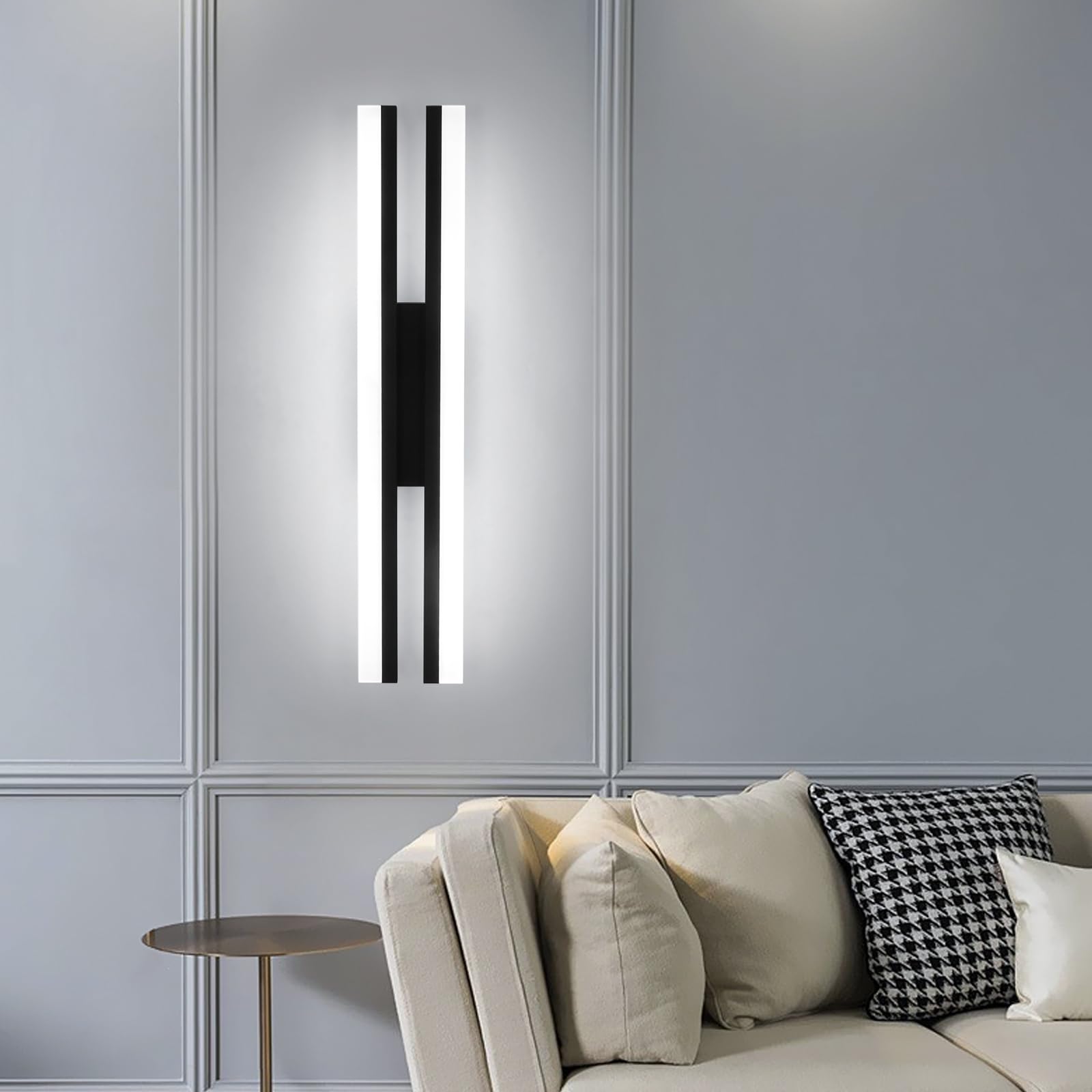 Riserva Apliques de Pared Led, Moderna Lámpara de Pared Interior, 16W 1800LM Luz de Pared Negro, para Dormitorio, Salón, Pasillo, 6500K Blanco Frio