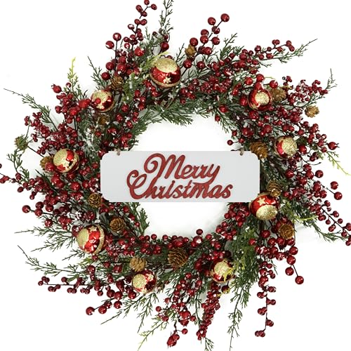 KORSMV 20 inch Christmas Wreaths for Front Door Winter Door Wreath...