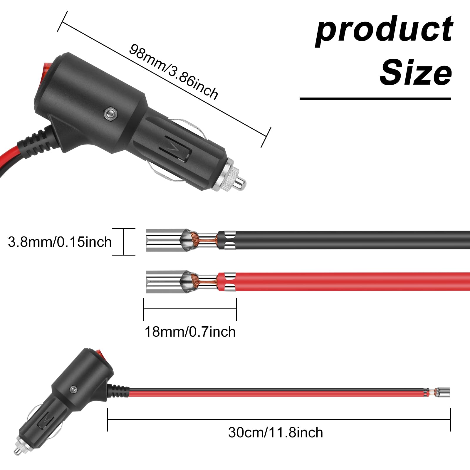 Amazon.co.jp: Dongge スイッチ付きシガー電源 12V / 24V リード付き