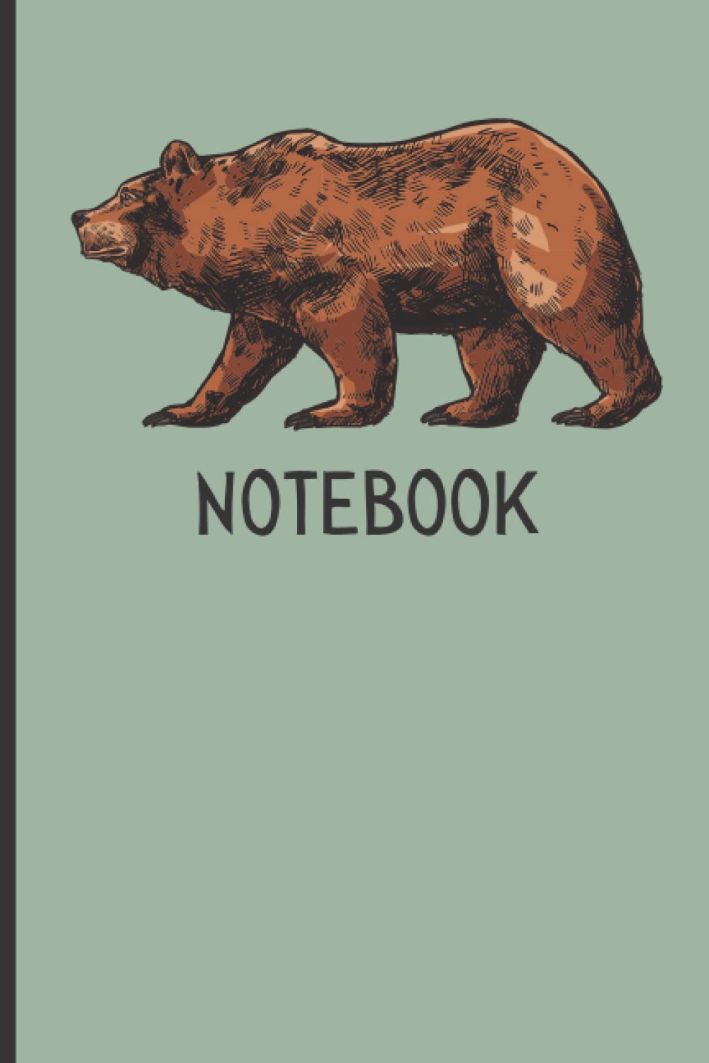 Bear Notebook: Walking Bear on Green Notebook 6" x 9" 120 Lined Pages