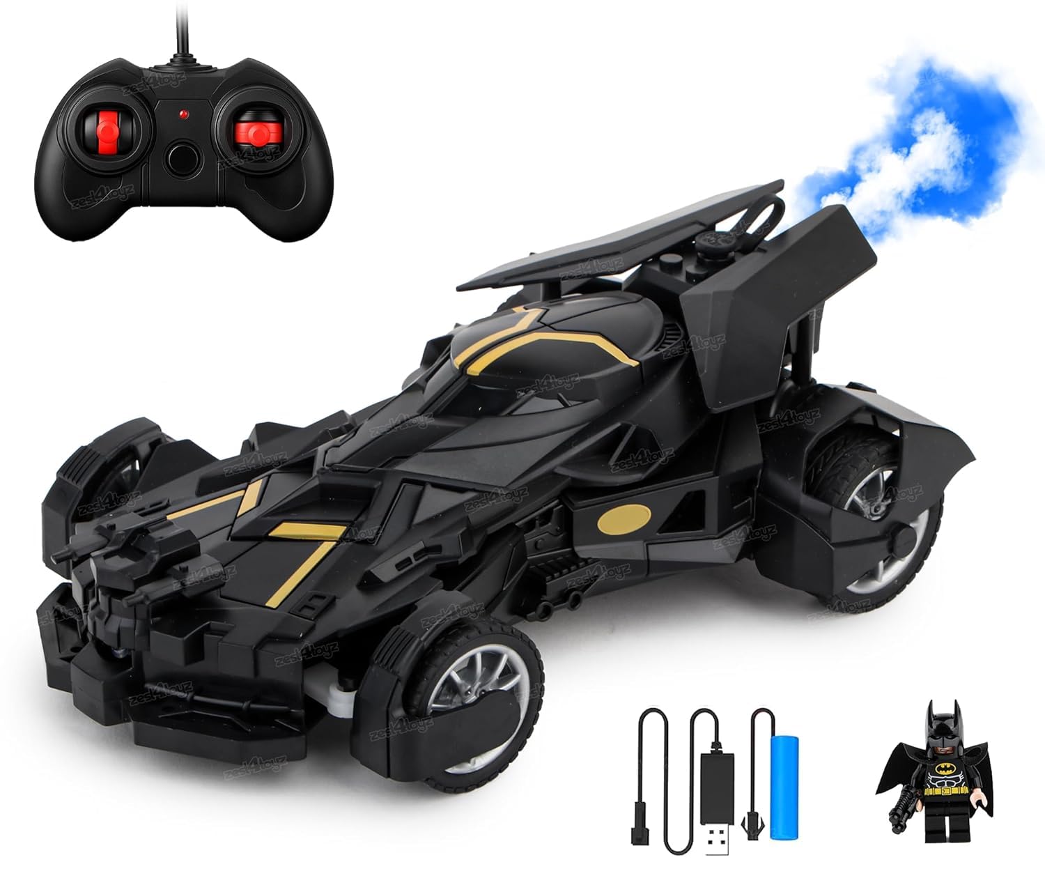 Click & Cart Kids Racing Car Toy Set with Die-Cast Vehicles, Pull-Back Action, Bright Durable Body, Safe Non-Toxic Materials, Educational Play for Boys and Girls (Batman Rc Car Toy)